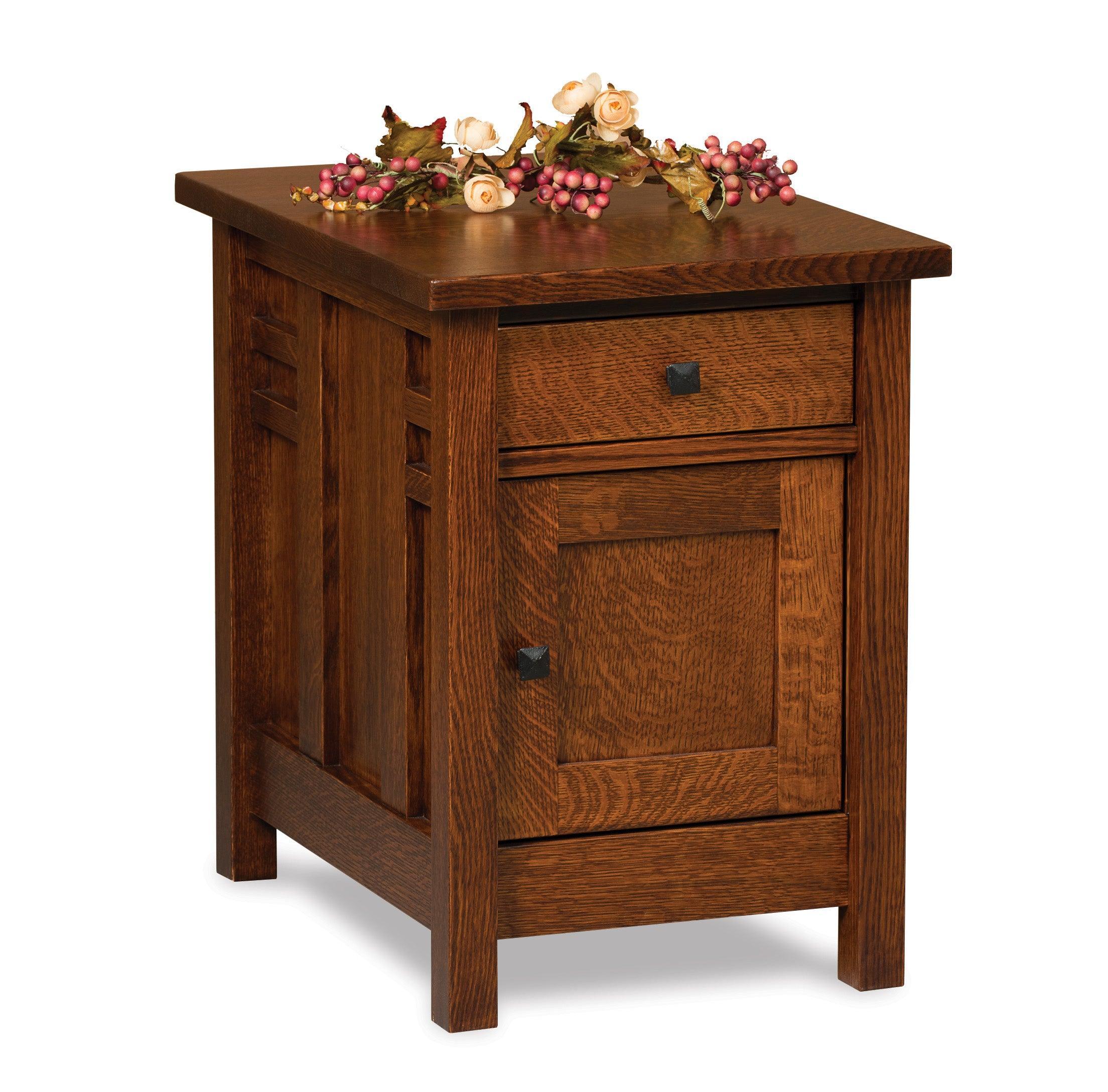 Amish Kascade Enclosed End Table w/drawer & door