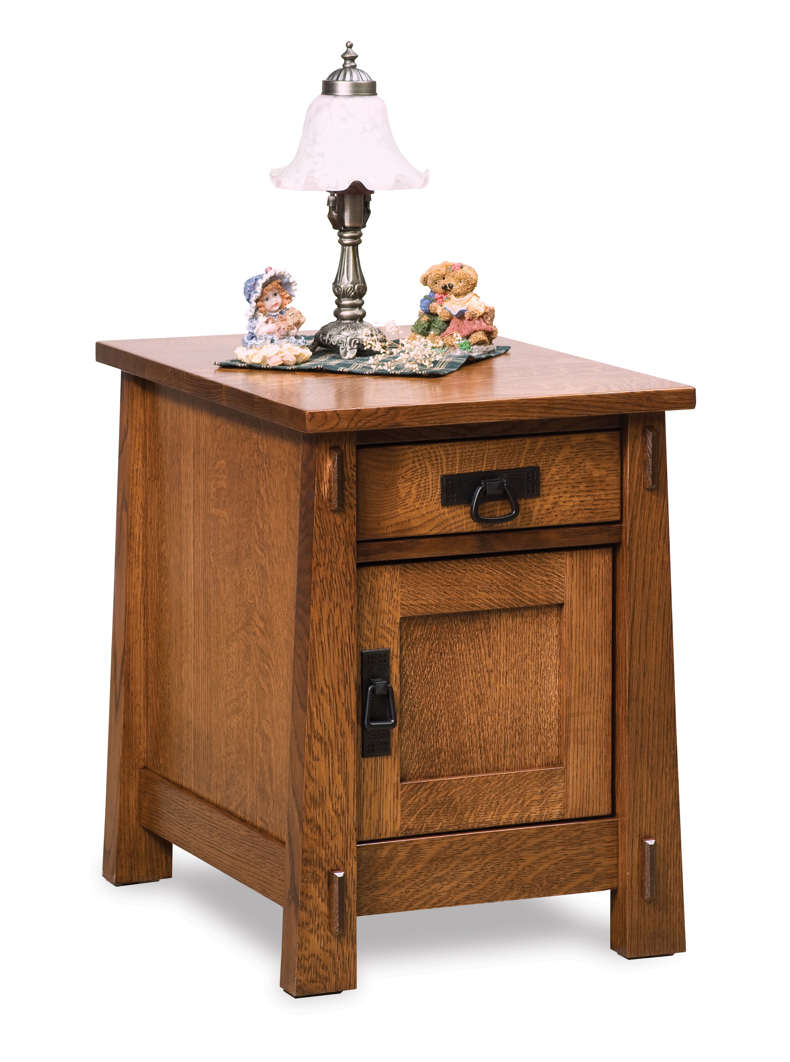 Amish Modesto Enclosed End Table with Drawer and Door