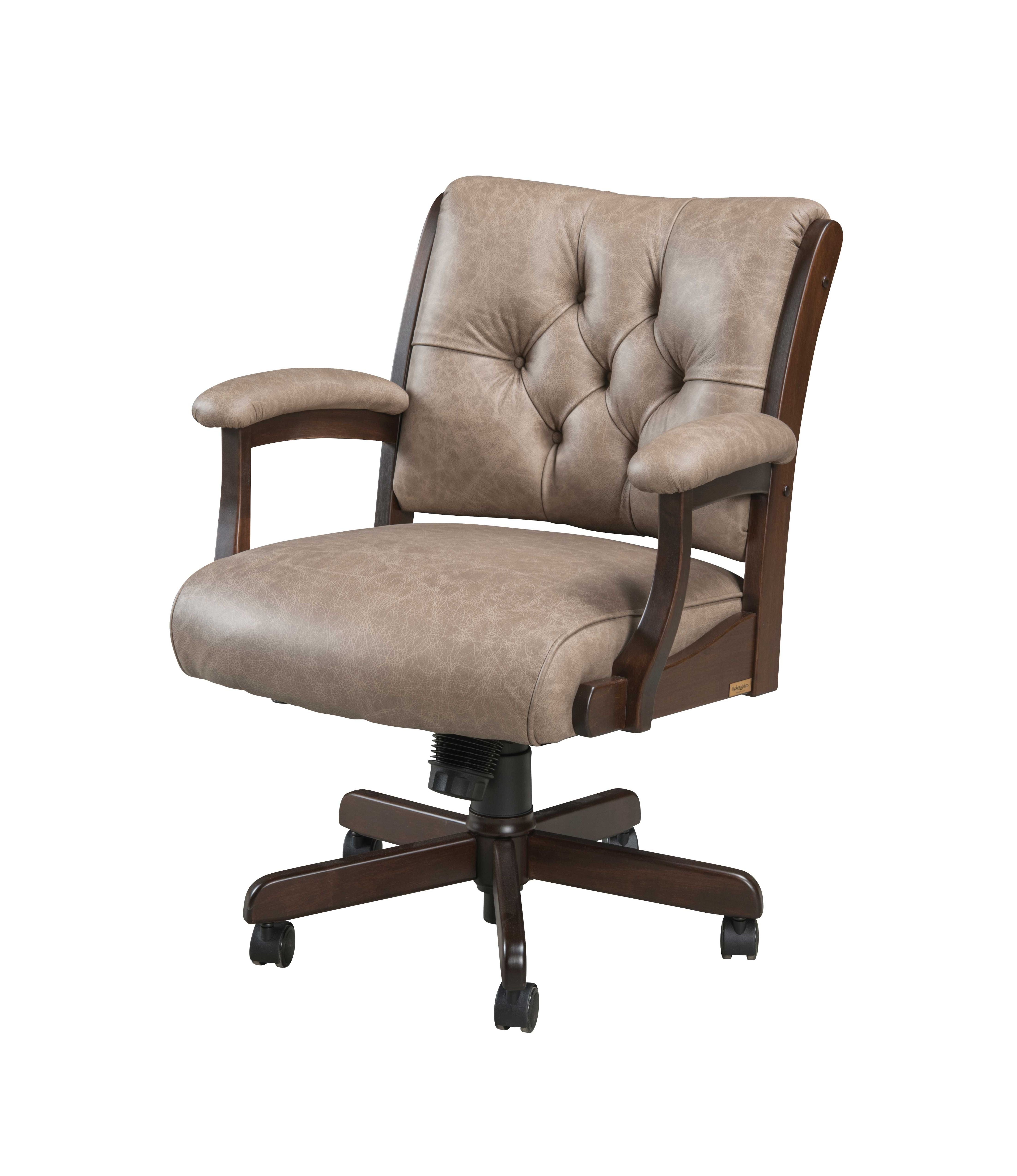 Amish Edelweiss Tufted Arm Desk Chair with Gas Lift