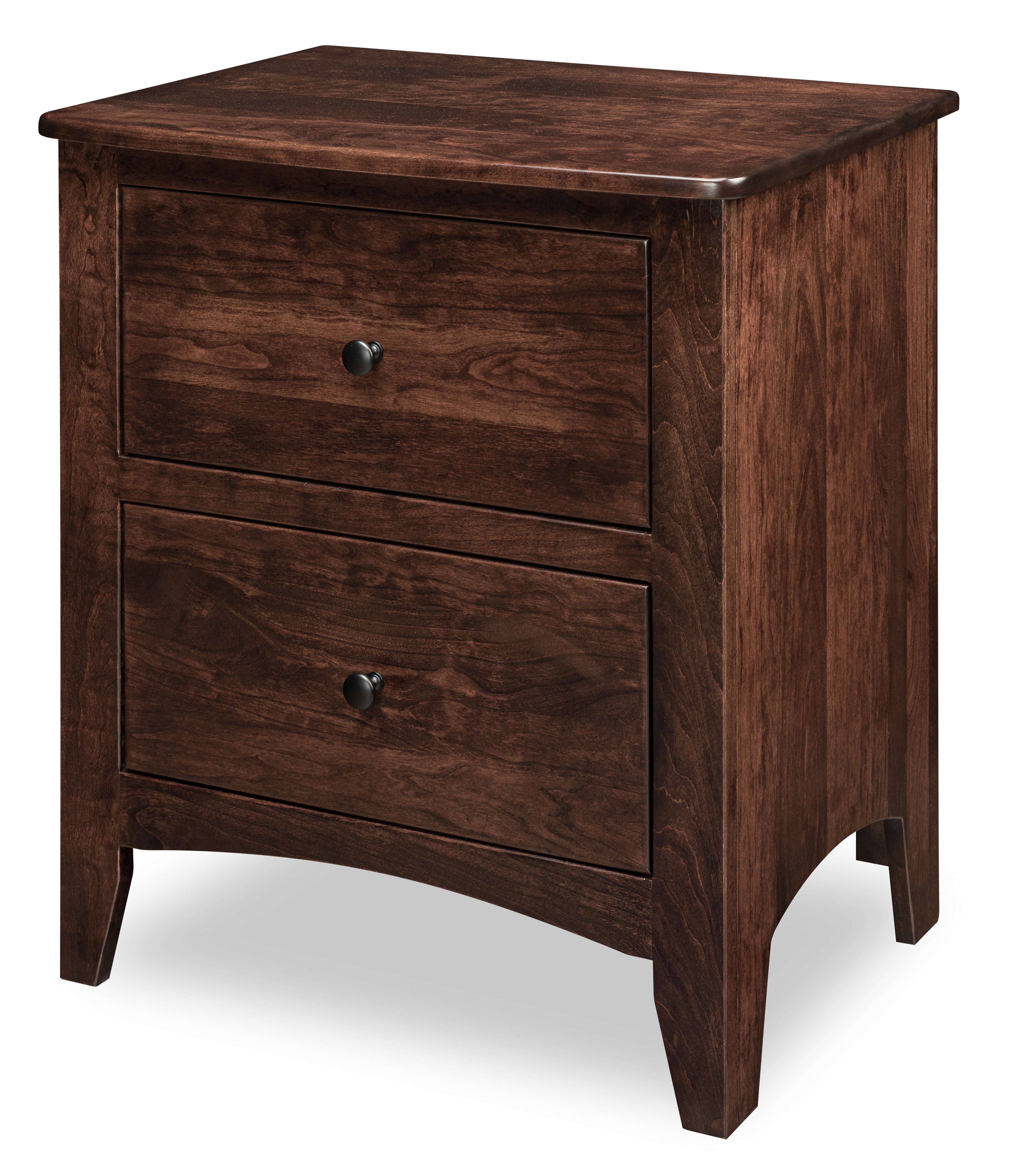 celina two drawer nightstand in sap cherry wood with manchester stain