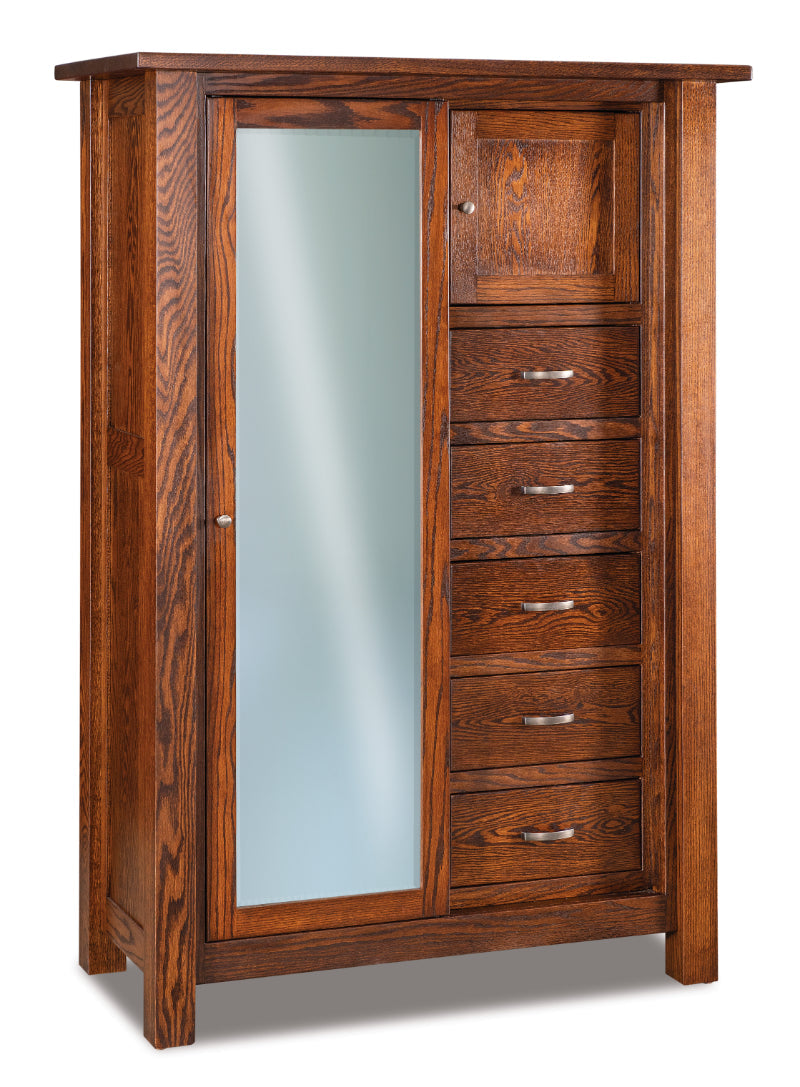 Amish Heidi Five Drawer One Door With Sliding Door Chifforobe