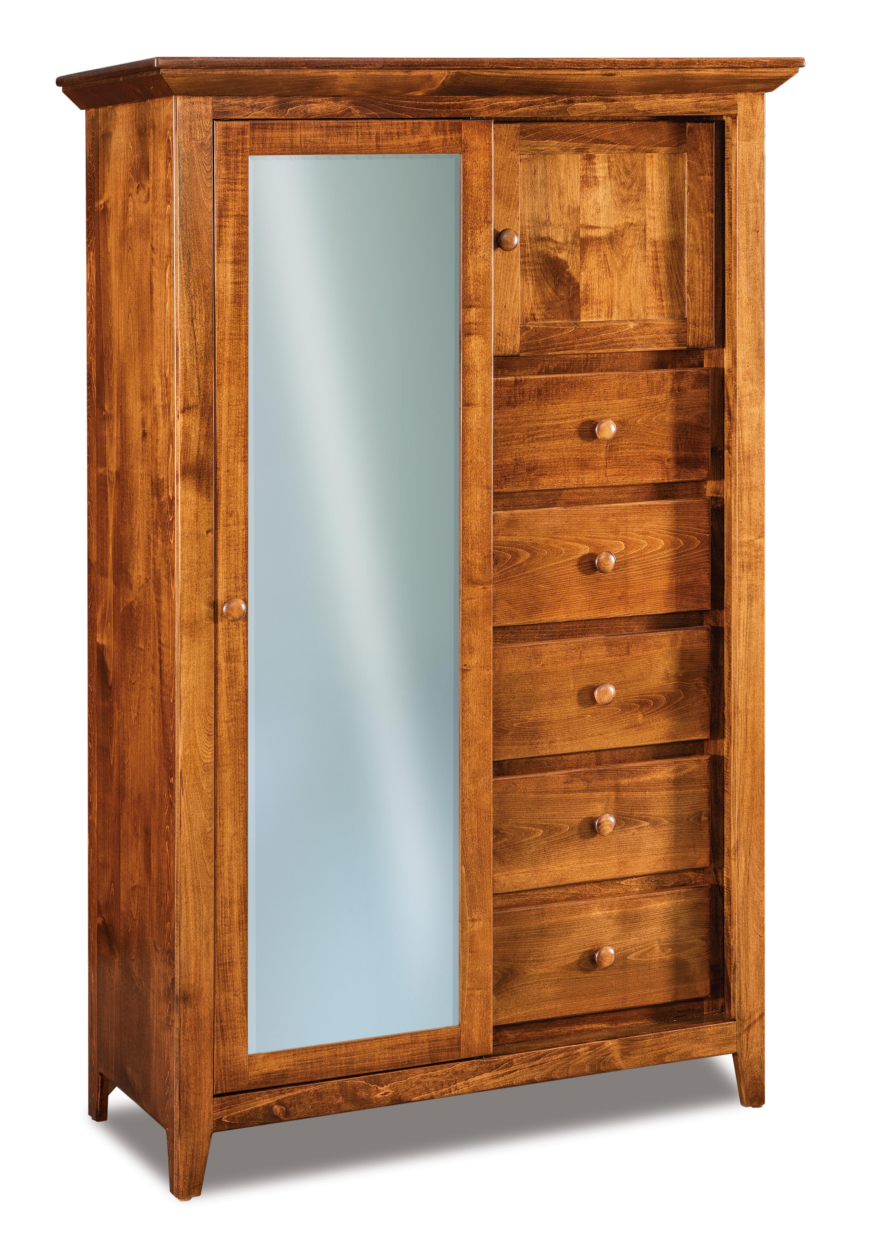 american made amish shaker five drawer one door armoire with full length mirror