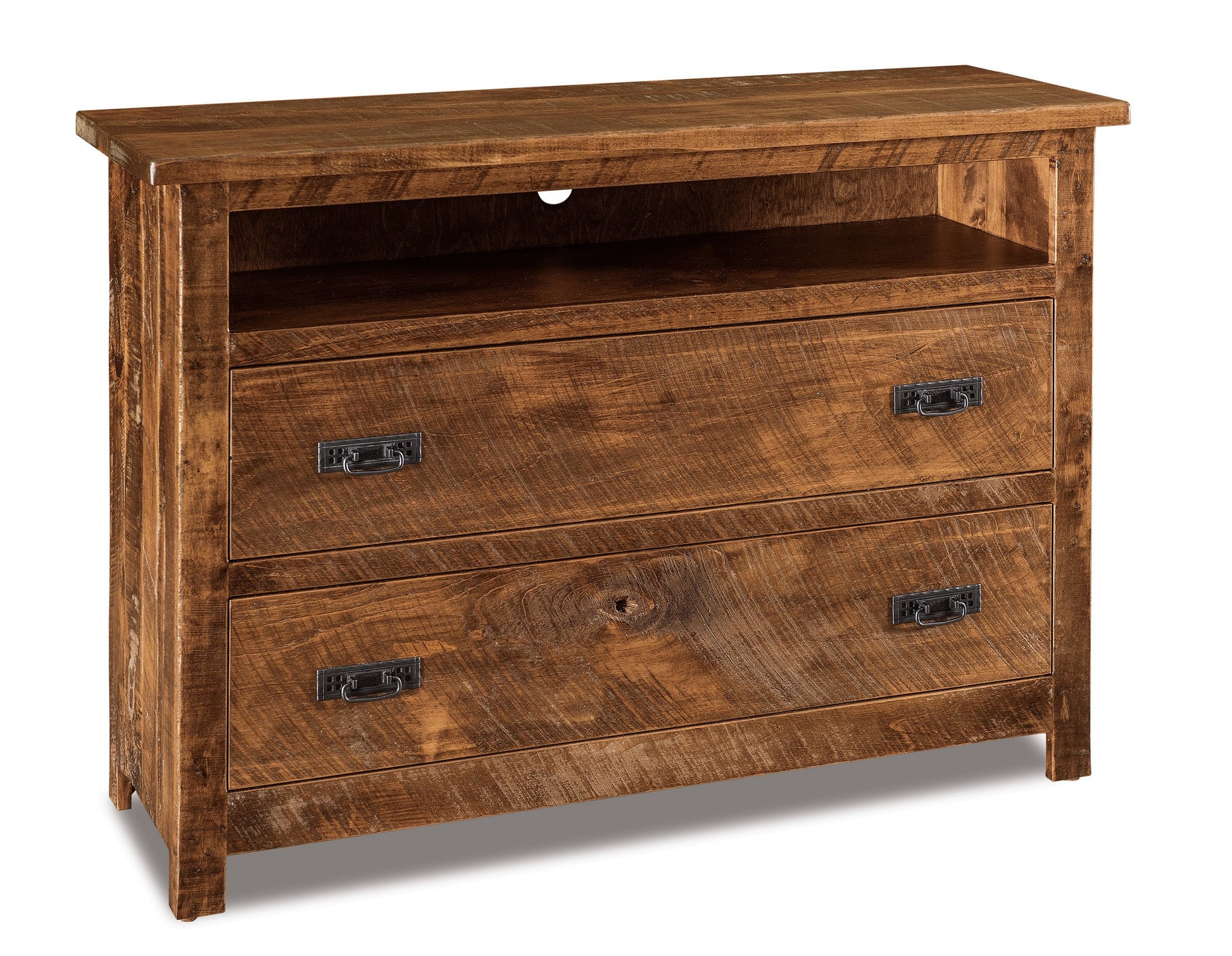 american made amish dumont rustic two drawer media chest