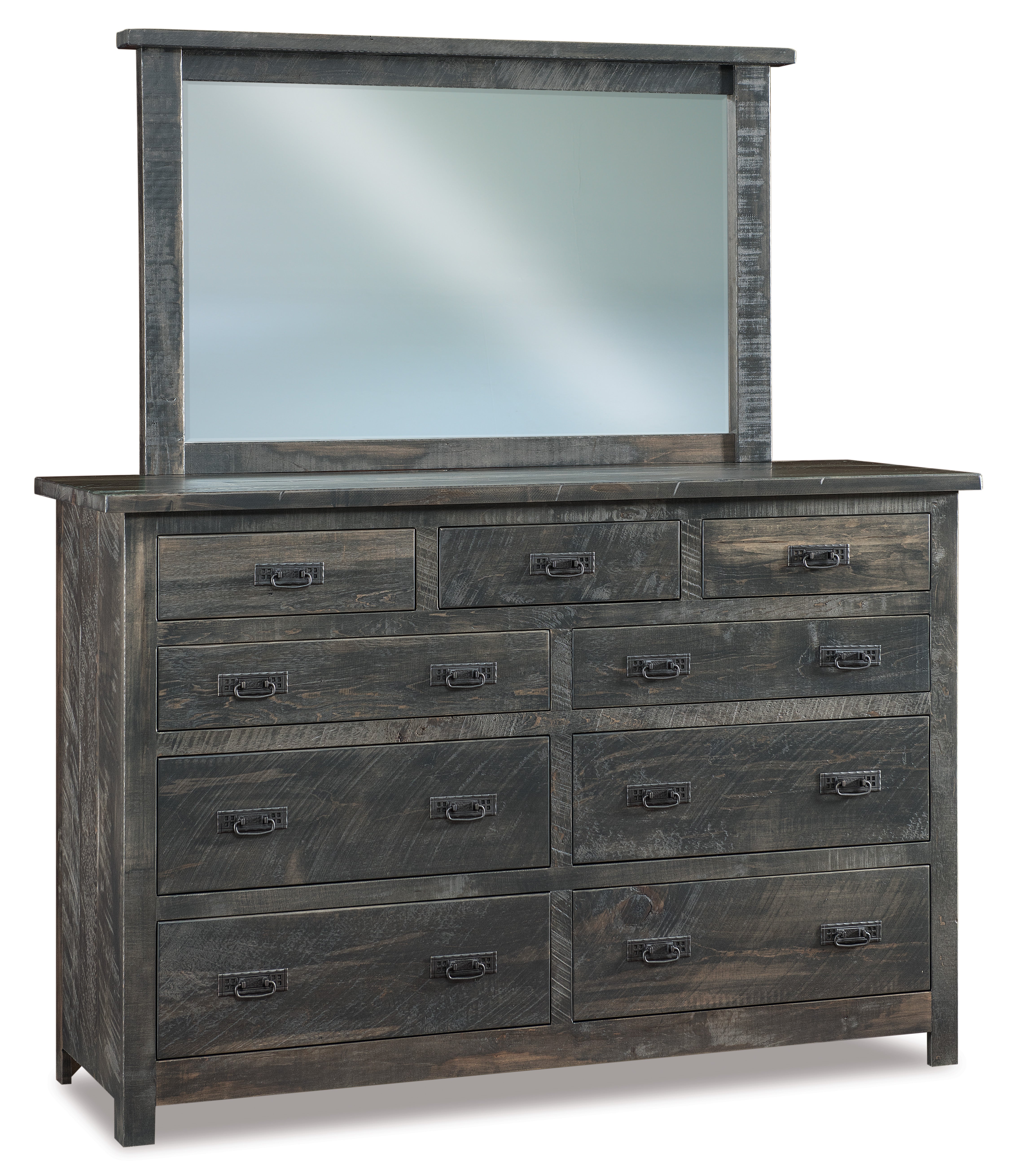 amish dumont rustic nine drawer dresser in antique slate