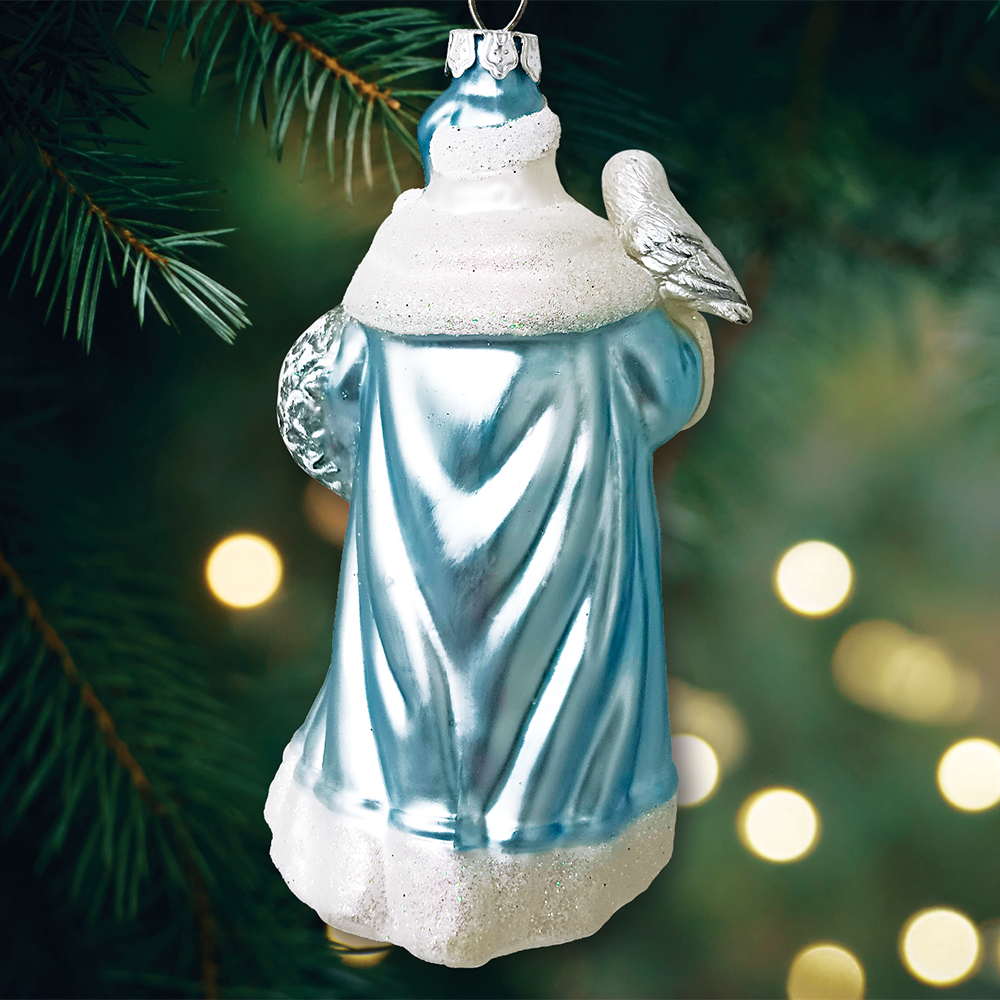 Arctic Whispers Santa Glass Ornament