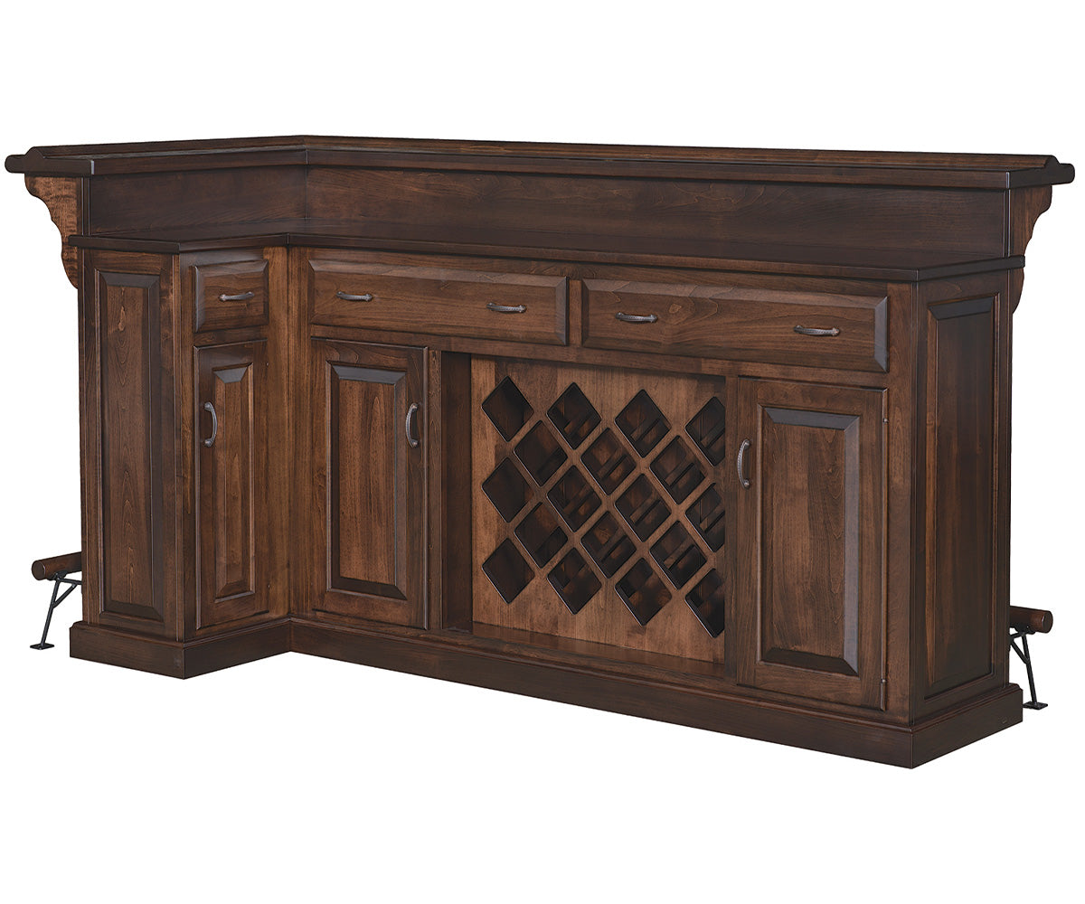 amish home bar in brown maple