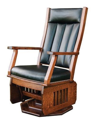 Amish Mission Swivel Glider with Platform Base and Slat Sides