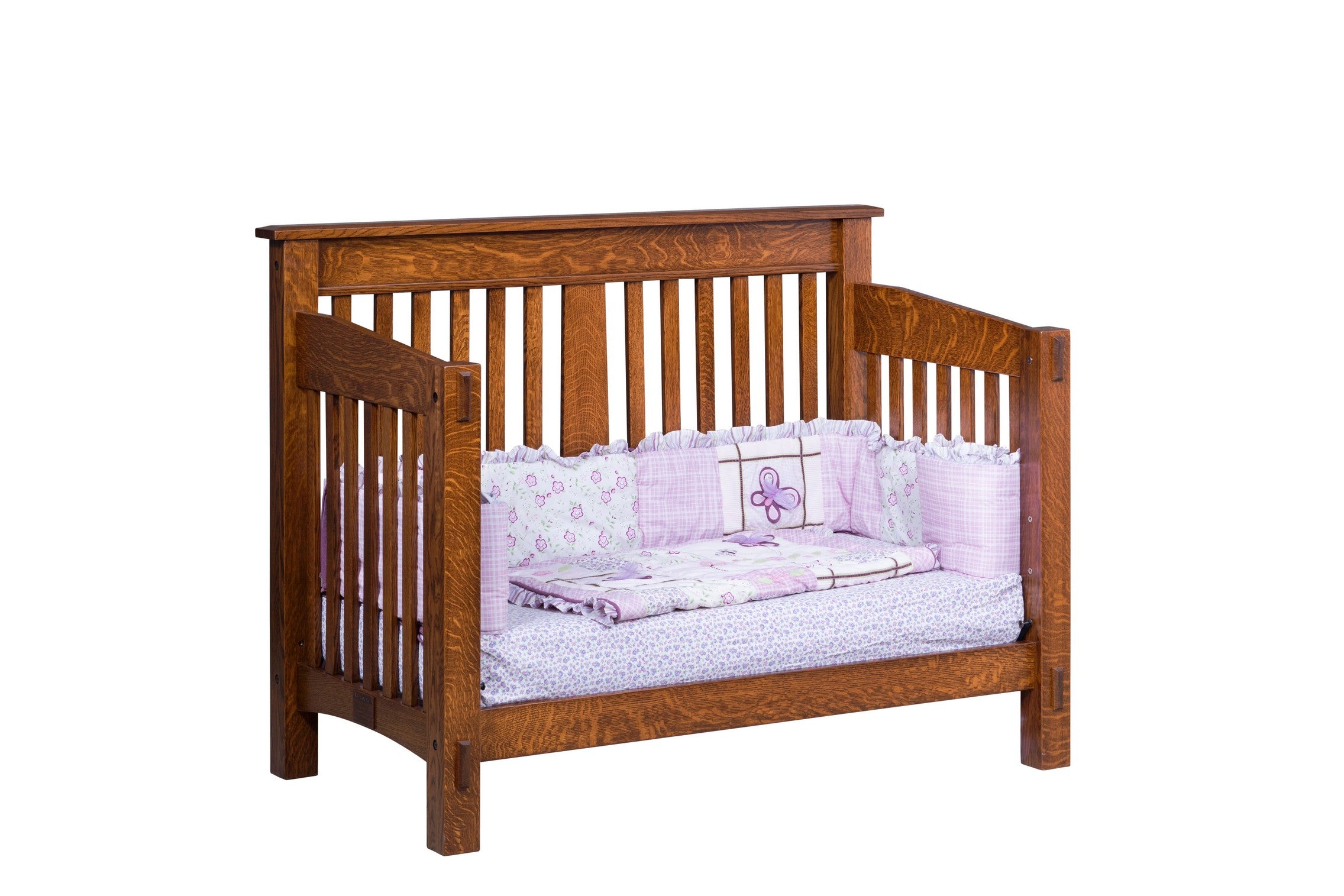 mccoy toddler bed in quartersawn white oak with golden brown stain