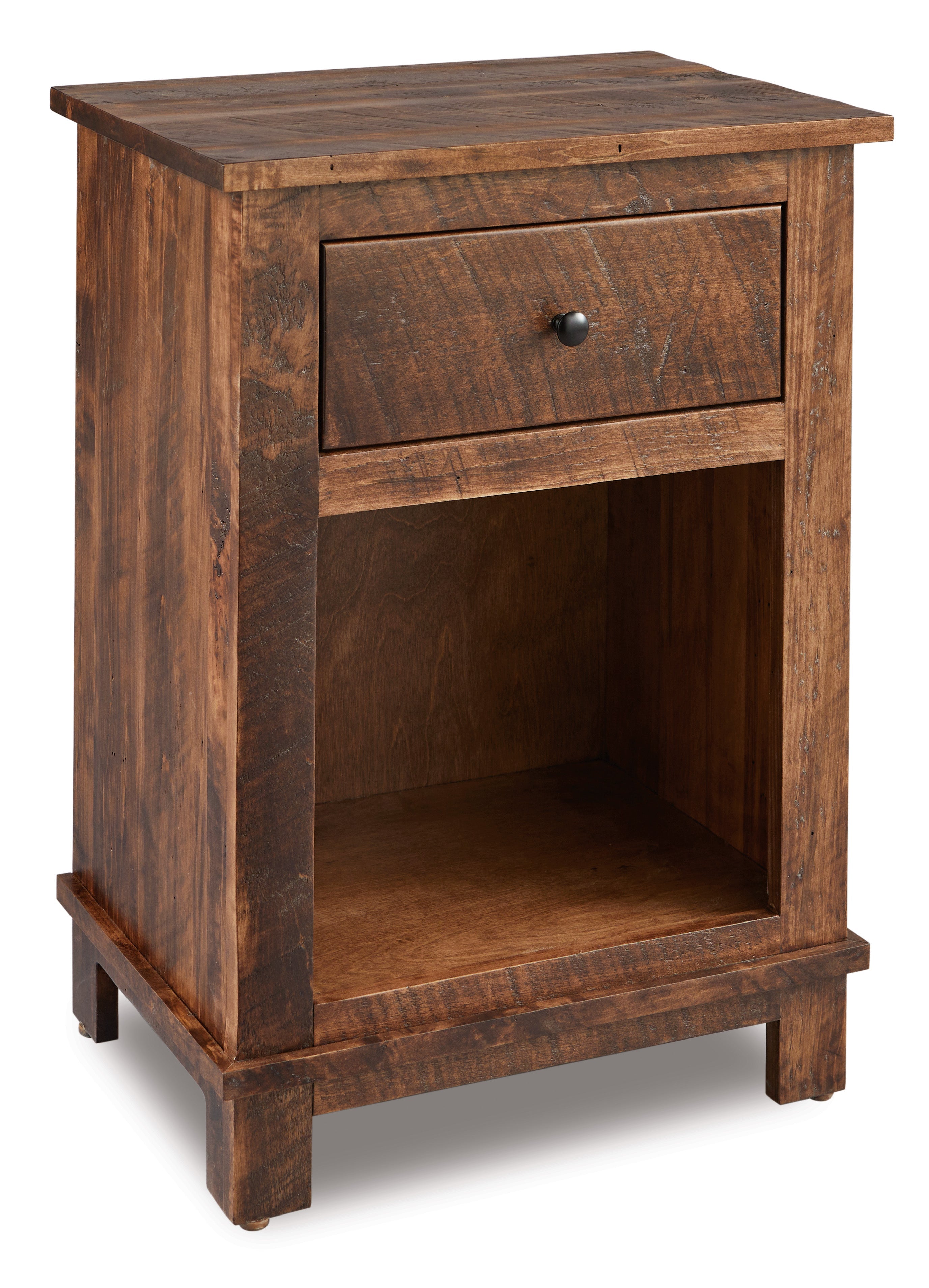 american made amish flint one drawer open bottom nightstand