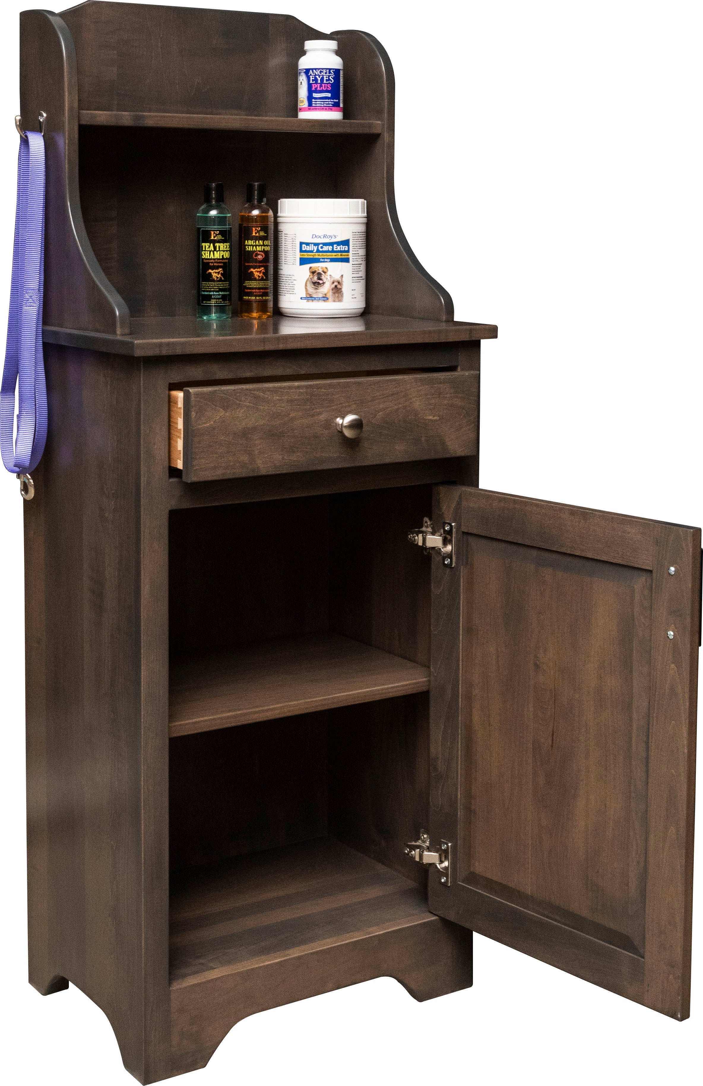 american made pet cabinet with door and shelf