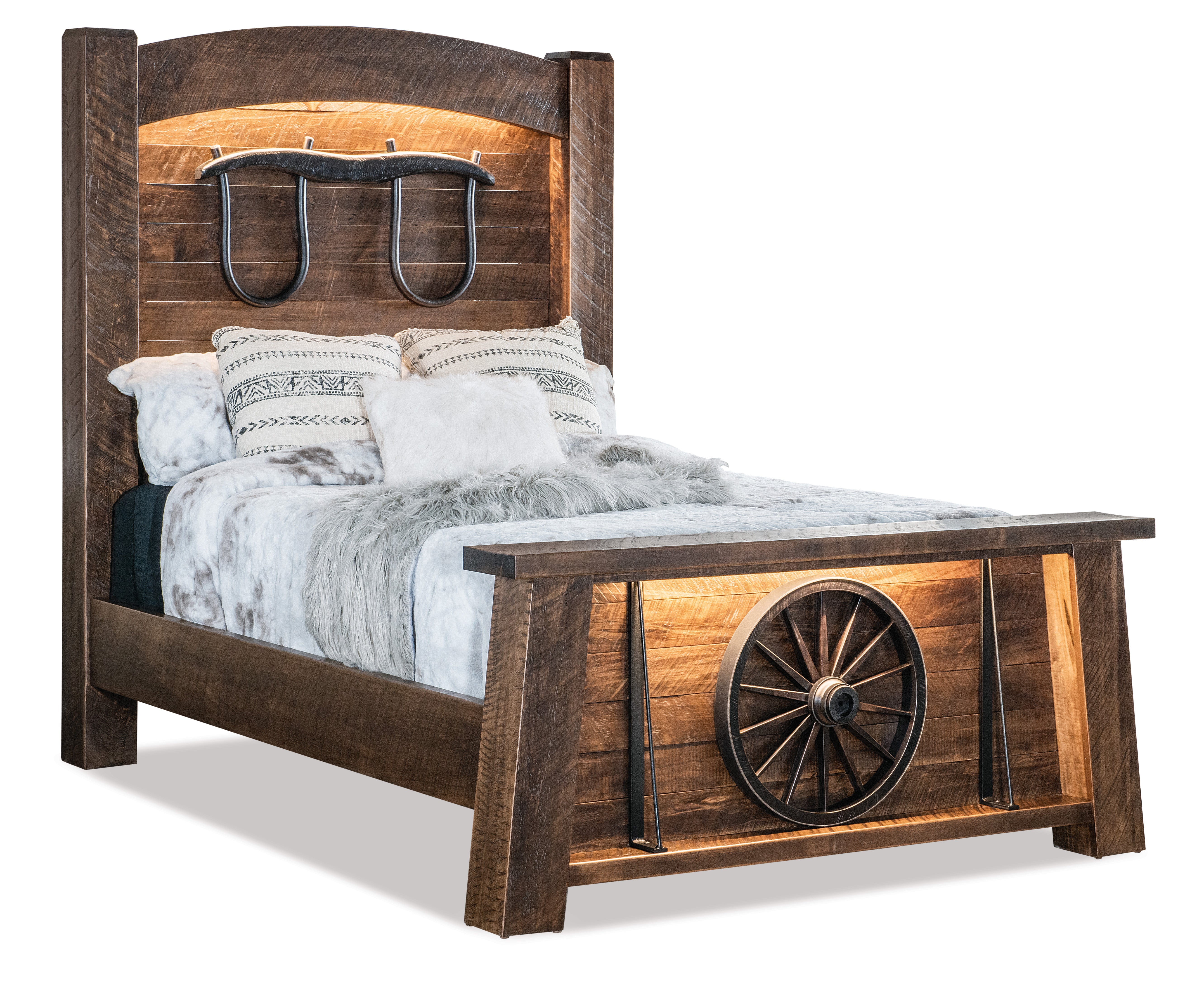 amish vogen bed in roughsawn brown maple