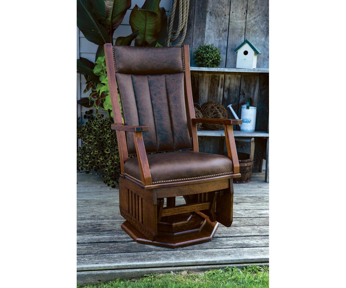 Amish Mission Swivel Glider with Platform Base and Slat Sides