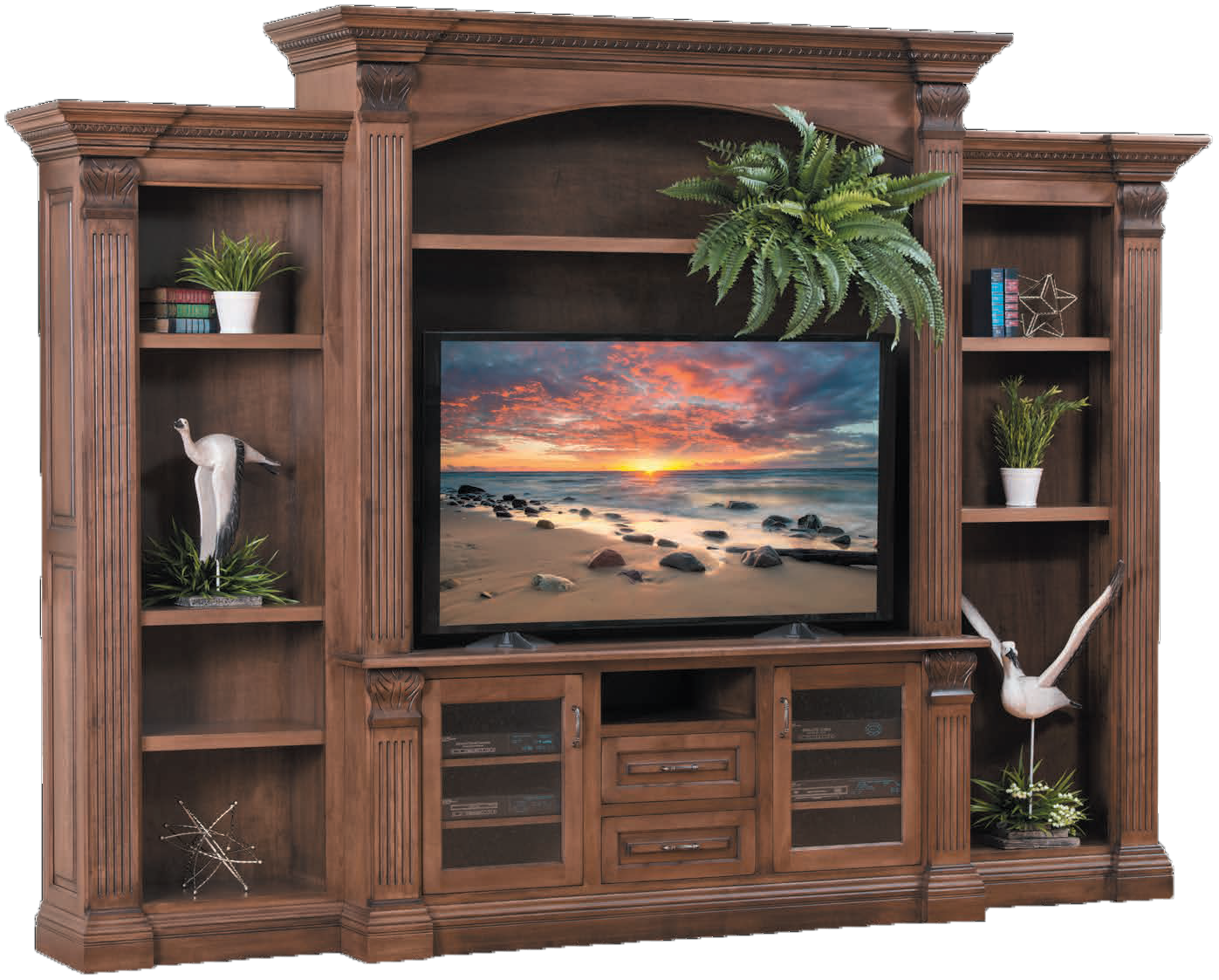 Amish Montereau Entertainment with Side Bookcases