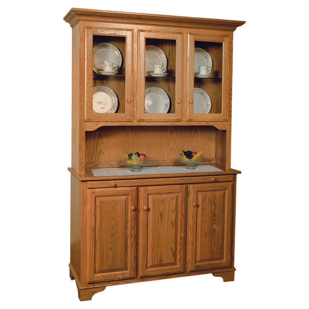 Amish Traditional 54" Three Door Hutch with Wood Knobs
