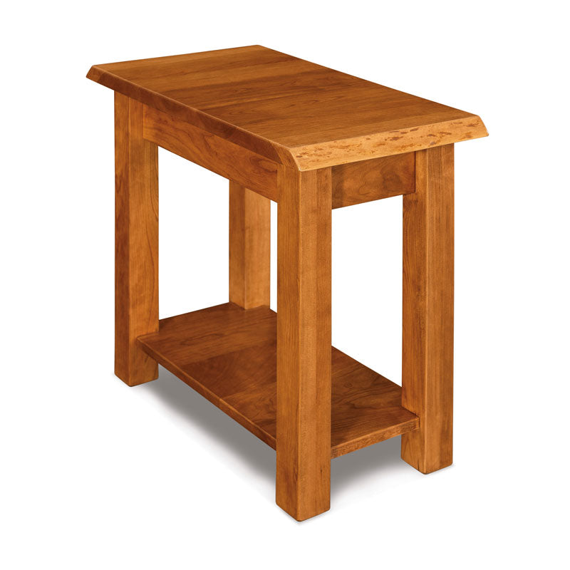 Amish Timbra Open Chair Side End Table No Drawer and Live Edge Top