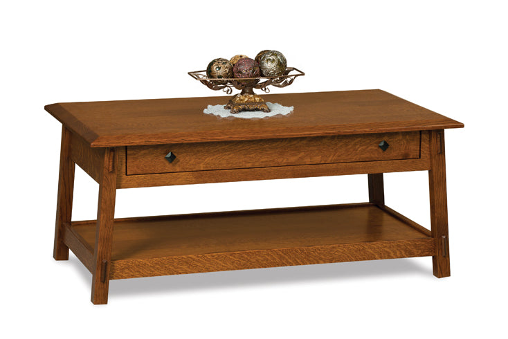 Amish Colbran Open Coffee Table with Drawer
