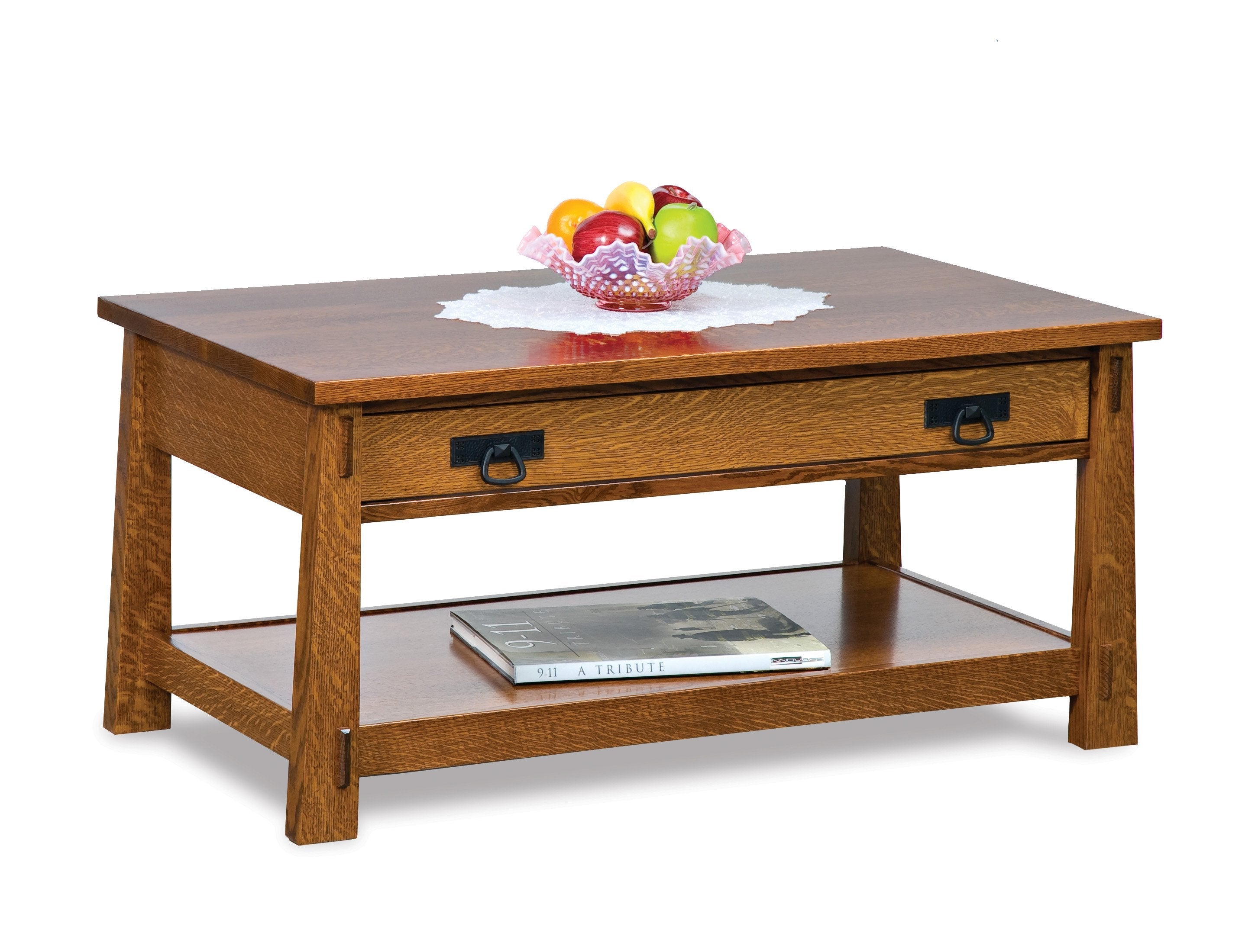 Amish Modesto Open Coffee Table with Drawer