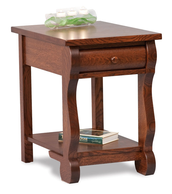 Amish Old Classic Sleigh Open End Table with Drawer