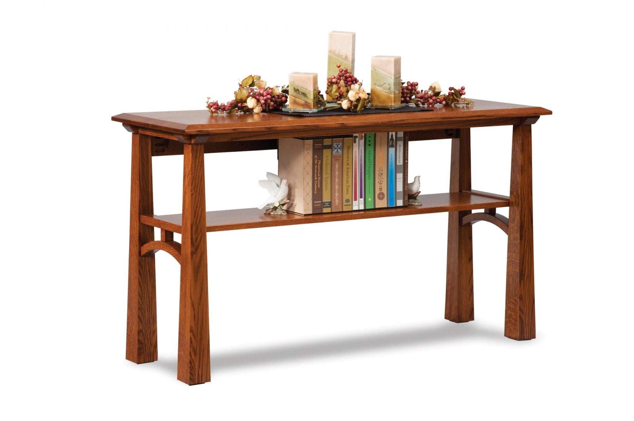 Amish Artesa Open Sofa Table with Shelf