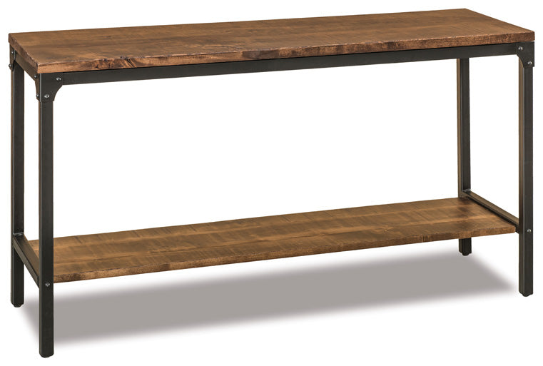 Amish Houston Steel and Wood Sofa Table with Shelf