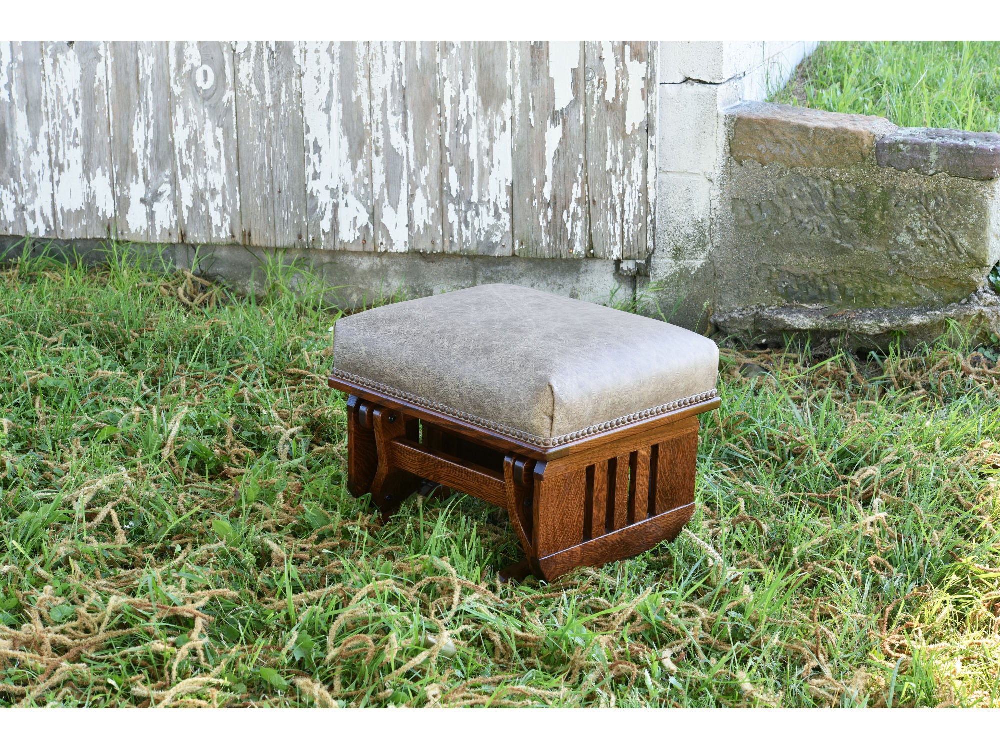 Amish Mission Ottoman with Slat Sides