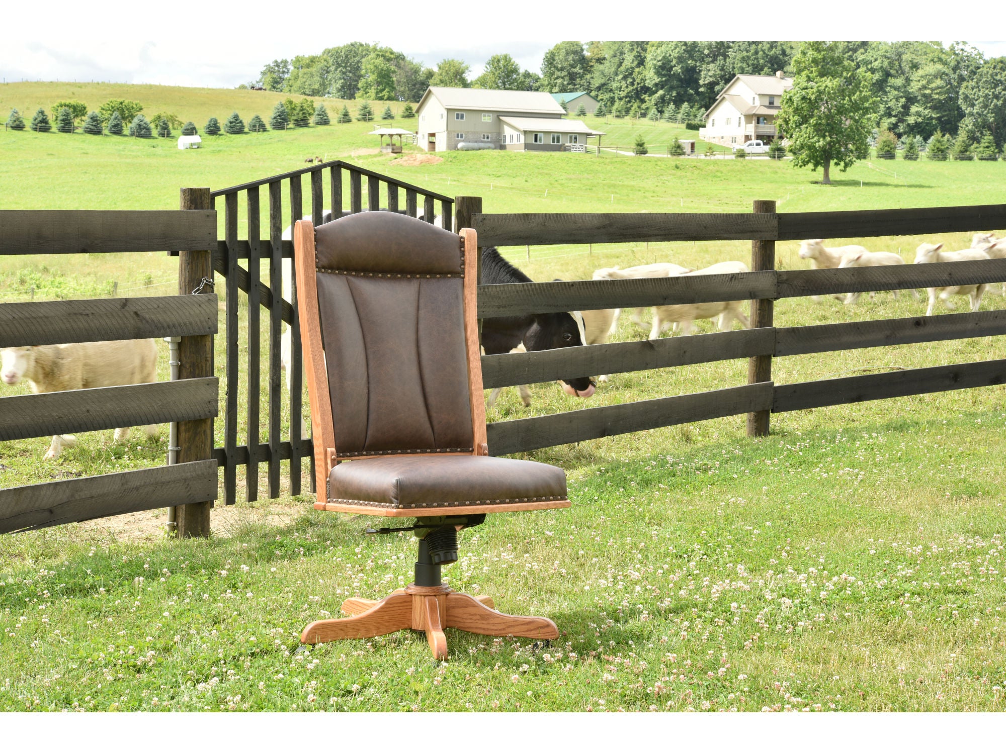 Amish Side Desk Chair with Gas Lift