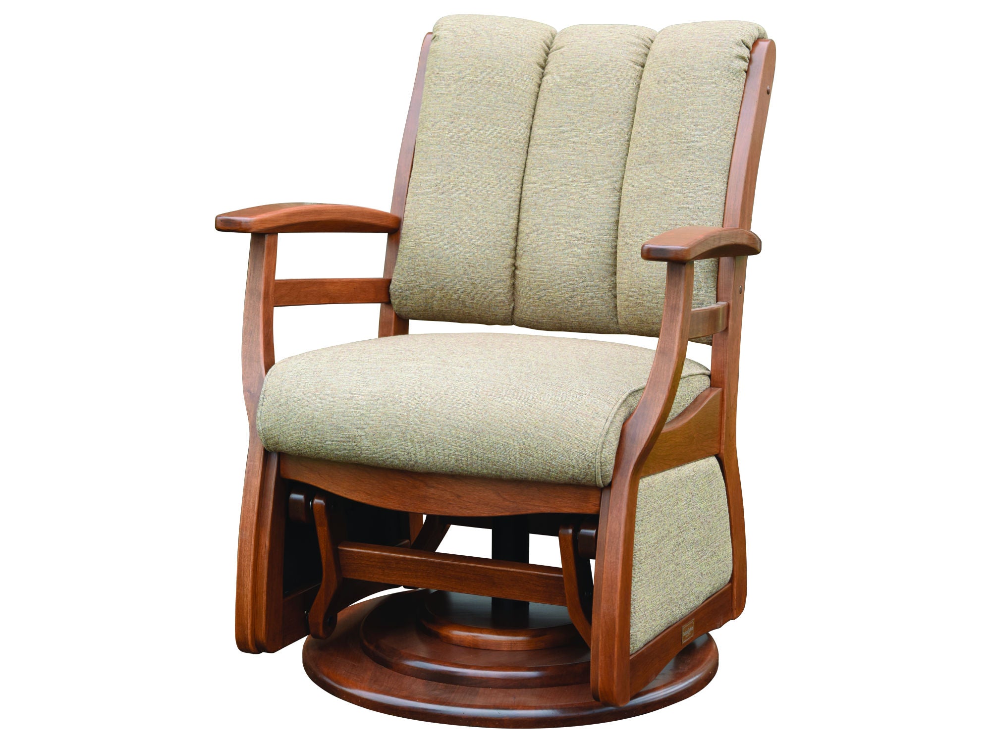 Amish Sierra 36.5" Low Back Swivel Glider with Wood Arms