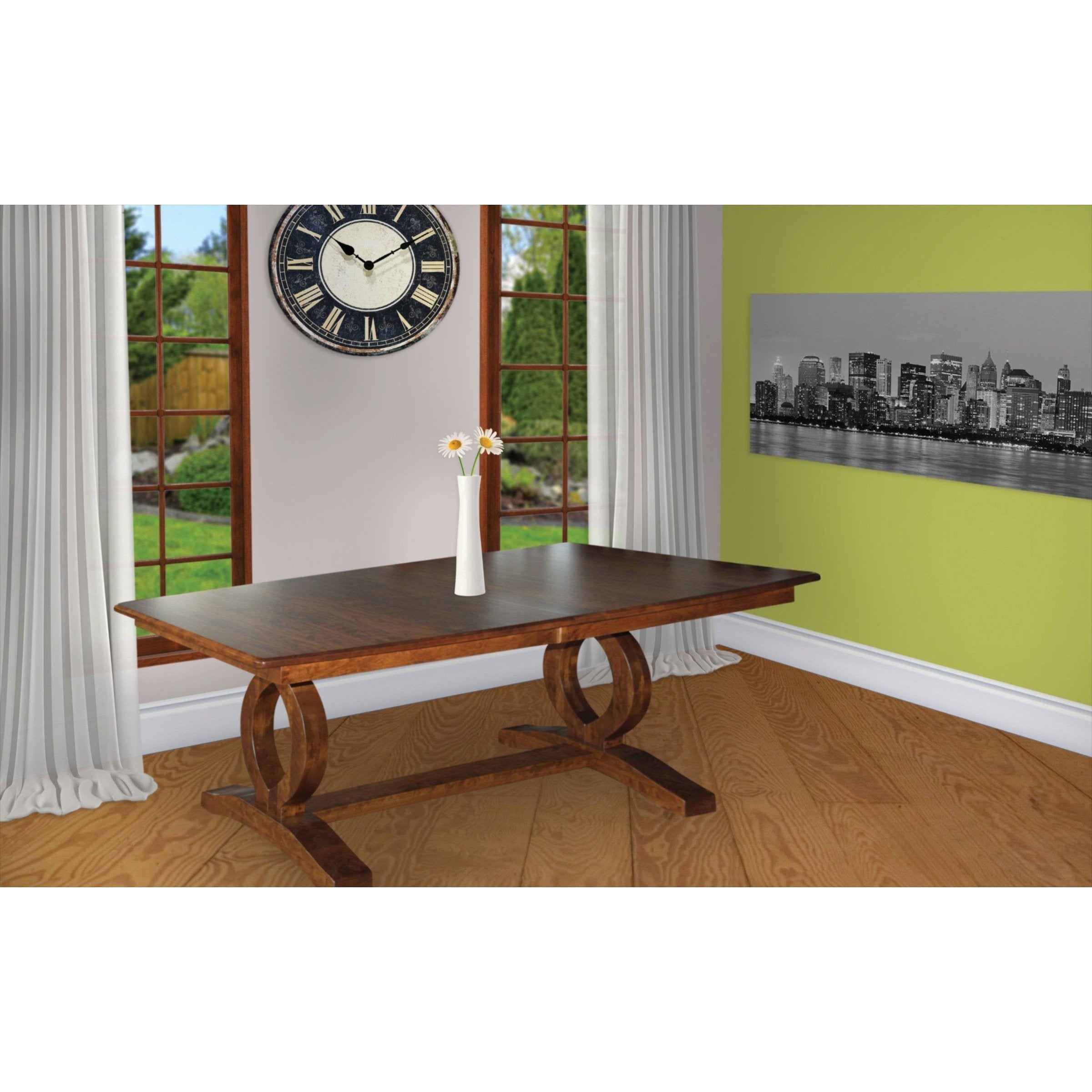 master trestle table in sap cherry wood with michaels cherry stain in room setting