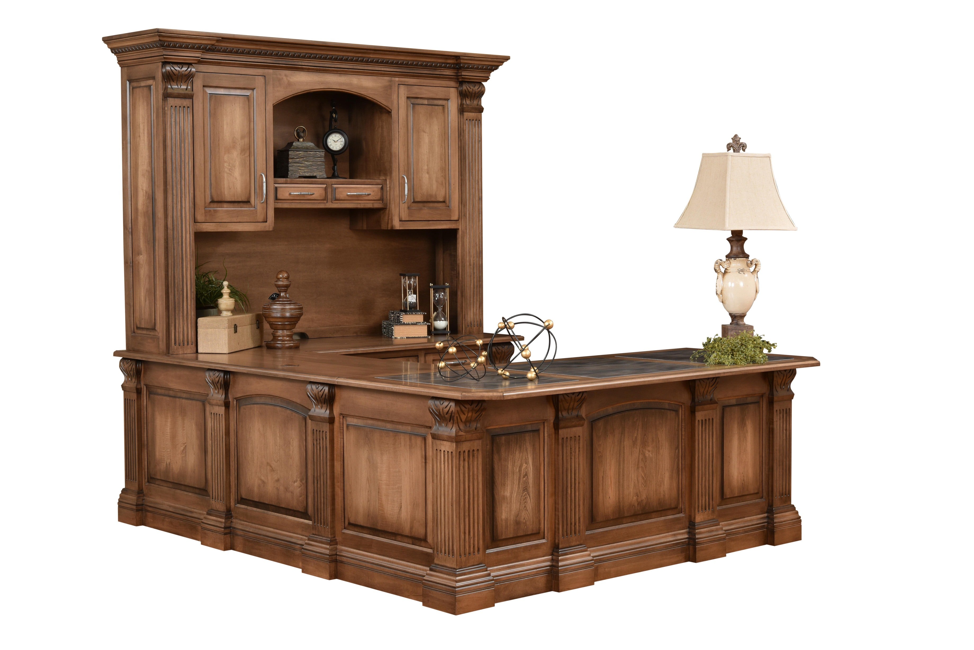 Amish Montereau U Shaped Desk and Hutch