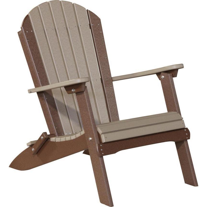 Folding Adirondack Chair Weatherwood & Chestnut Brown