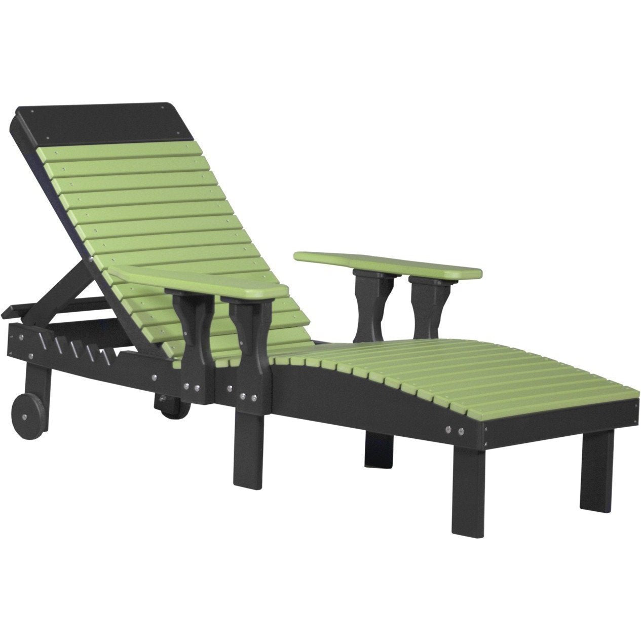 Outdoor Poly Lounge Chair Lime Green & Black