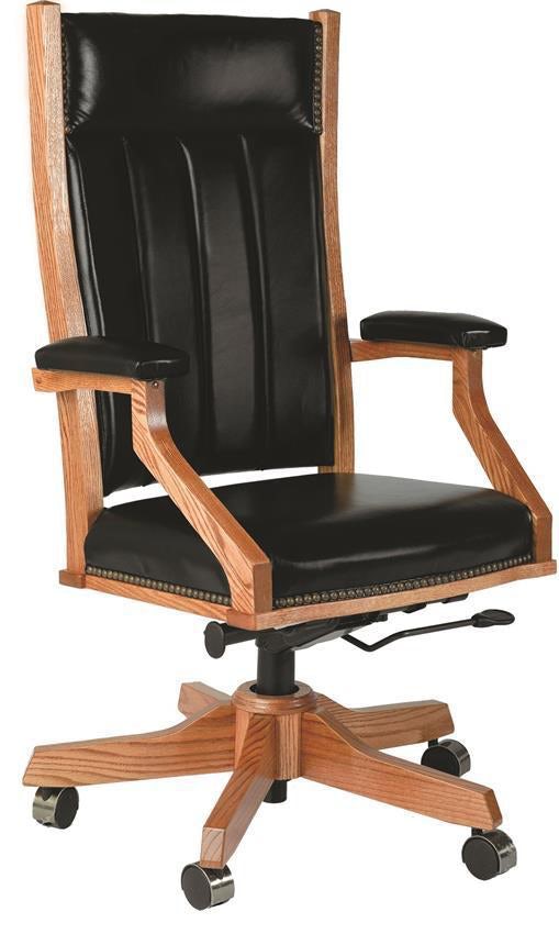 Amish Vintage Mission Desk Arm Chair with Screw Lift/Gas Lift