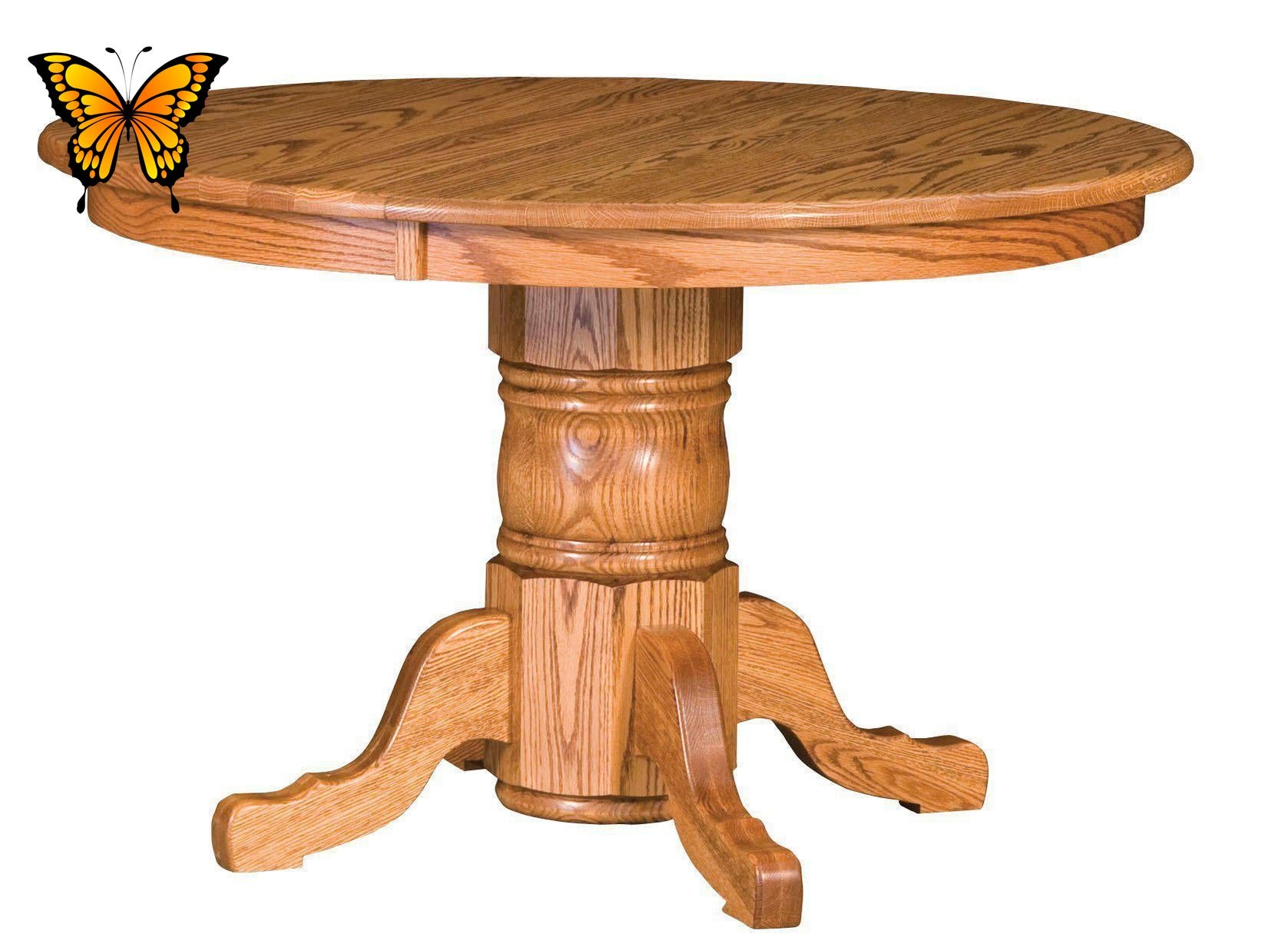 Oak pedestal dining table with deals leaf