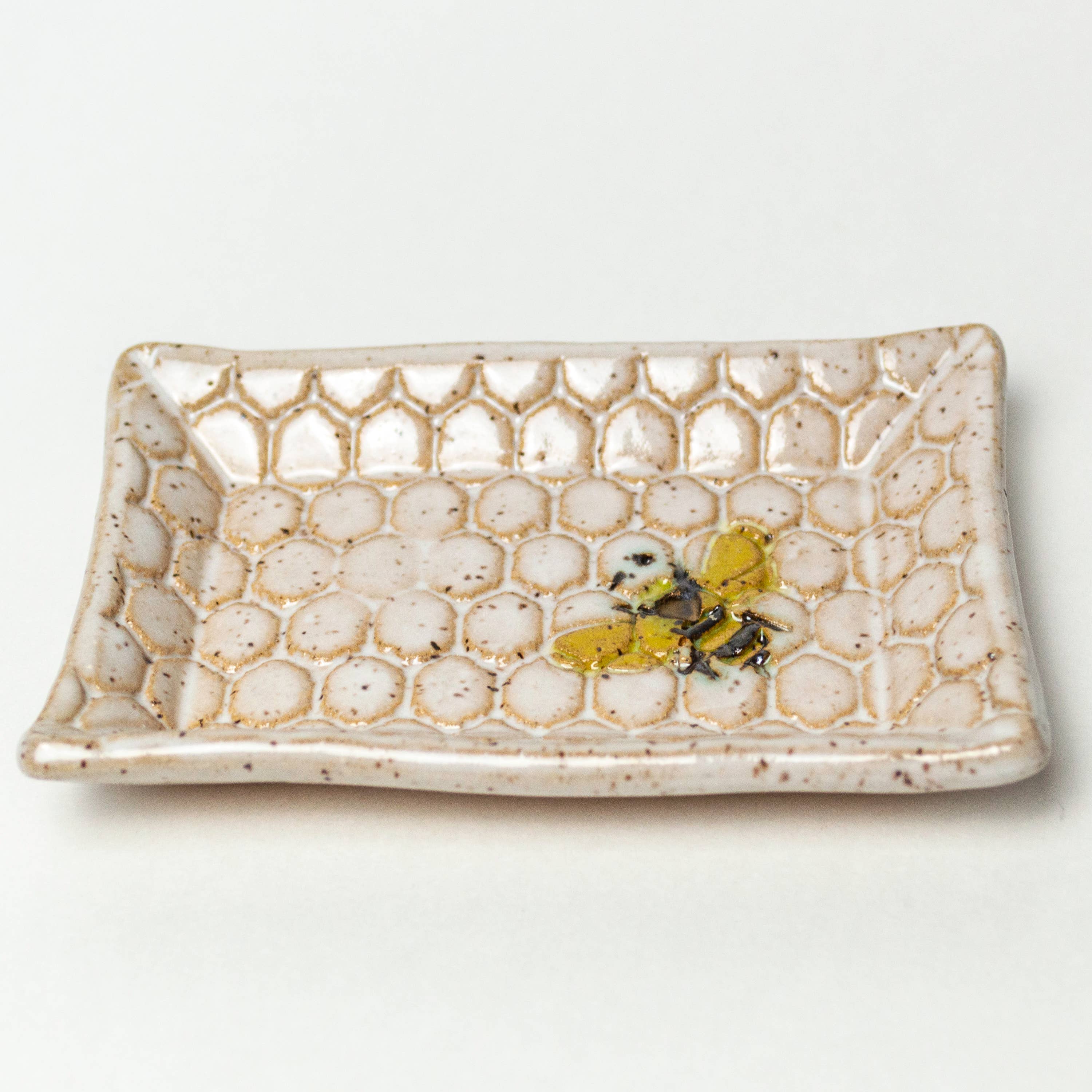 Bee Pattern Handmade Ceramic Trinket Dish