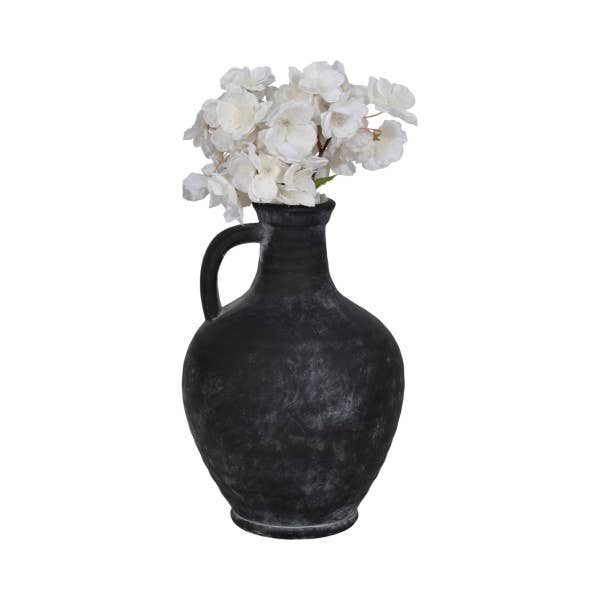 Black Weathered Terracotta Jug with Handle