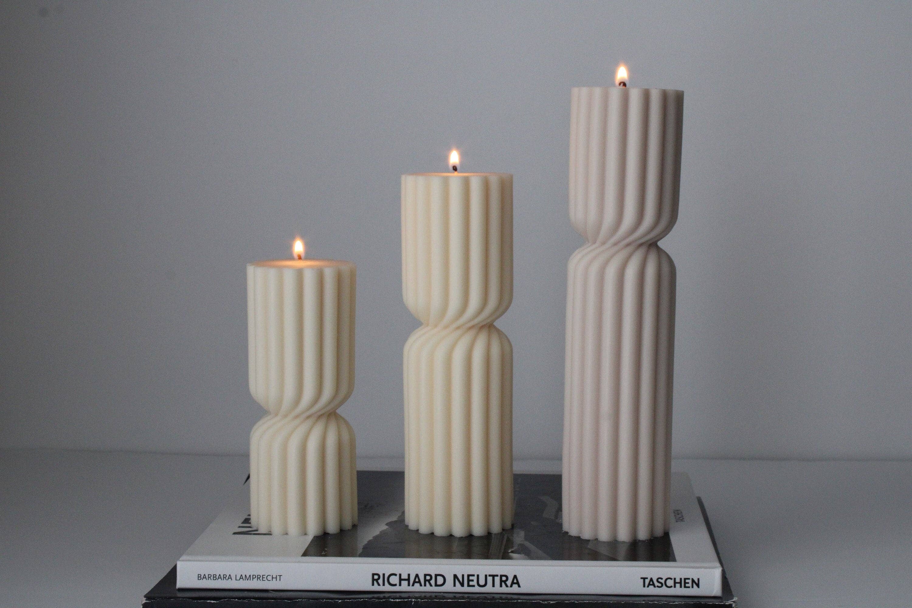 Hourglass Ribbed Pillar Candle