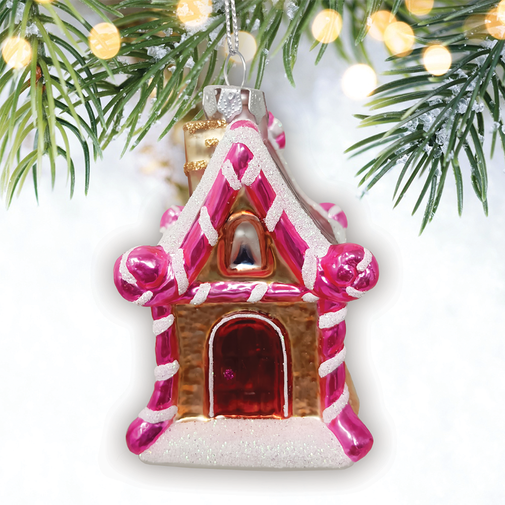 Sweet Treat Cottage House Glass Ornament