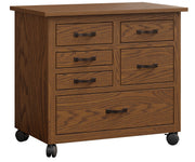 sewing accessorie cabinet in oak with fruitwood stain