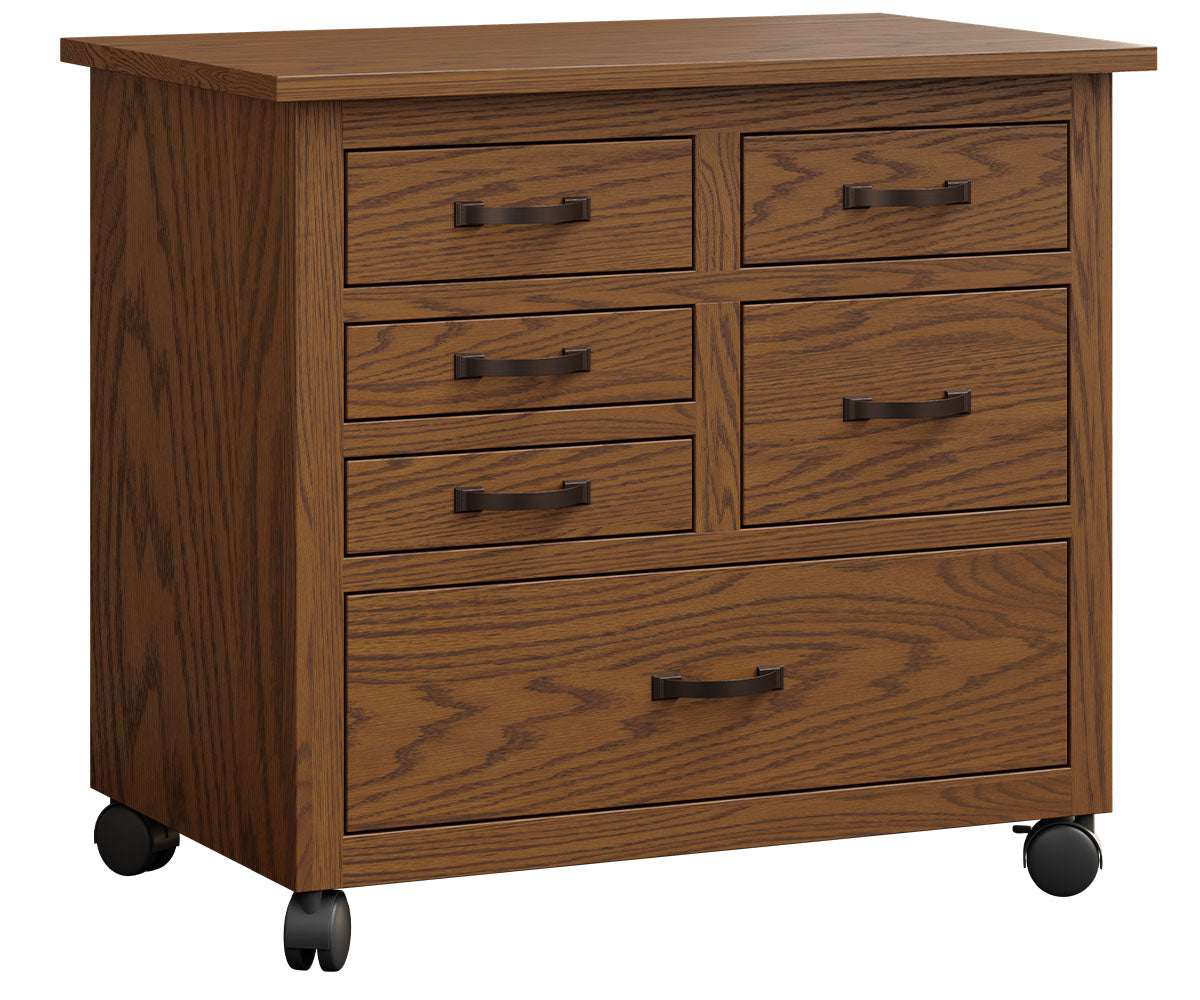 sewing accessorie cabinet in oak with fruitwood stain