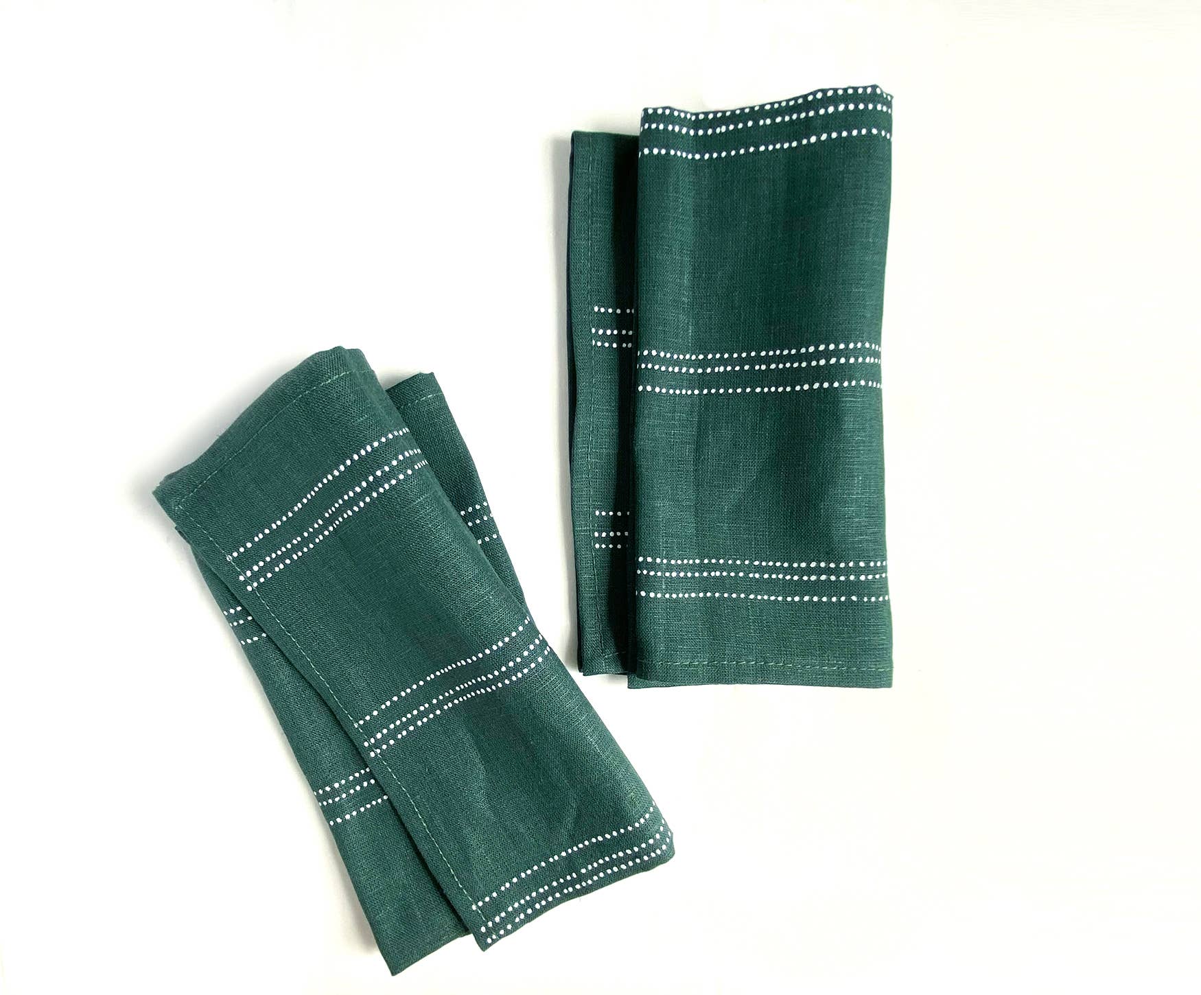 Pair of Linen Napkins - Green Dots