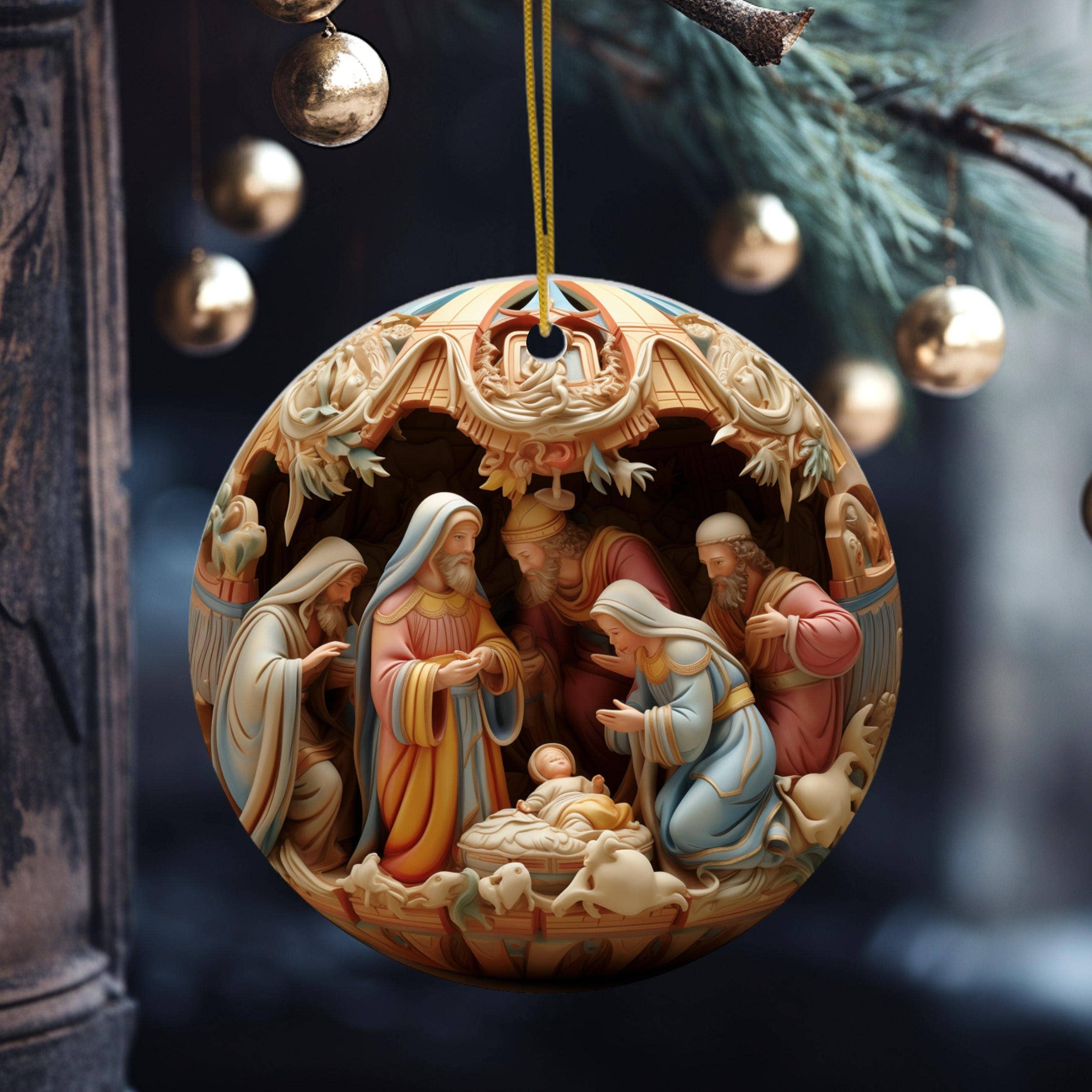 Christmas Nativity Ceramic Ornament