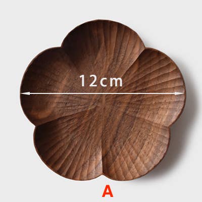 Black Walnut Hand-Carved Flower Plate