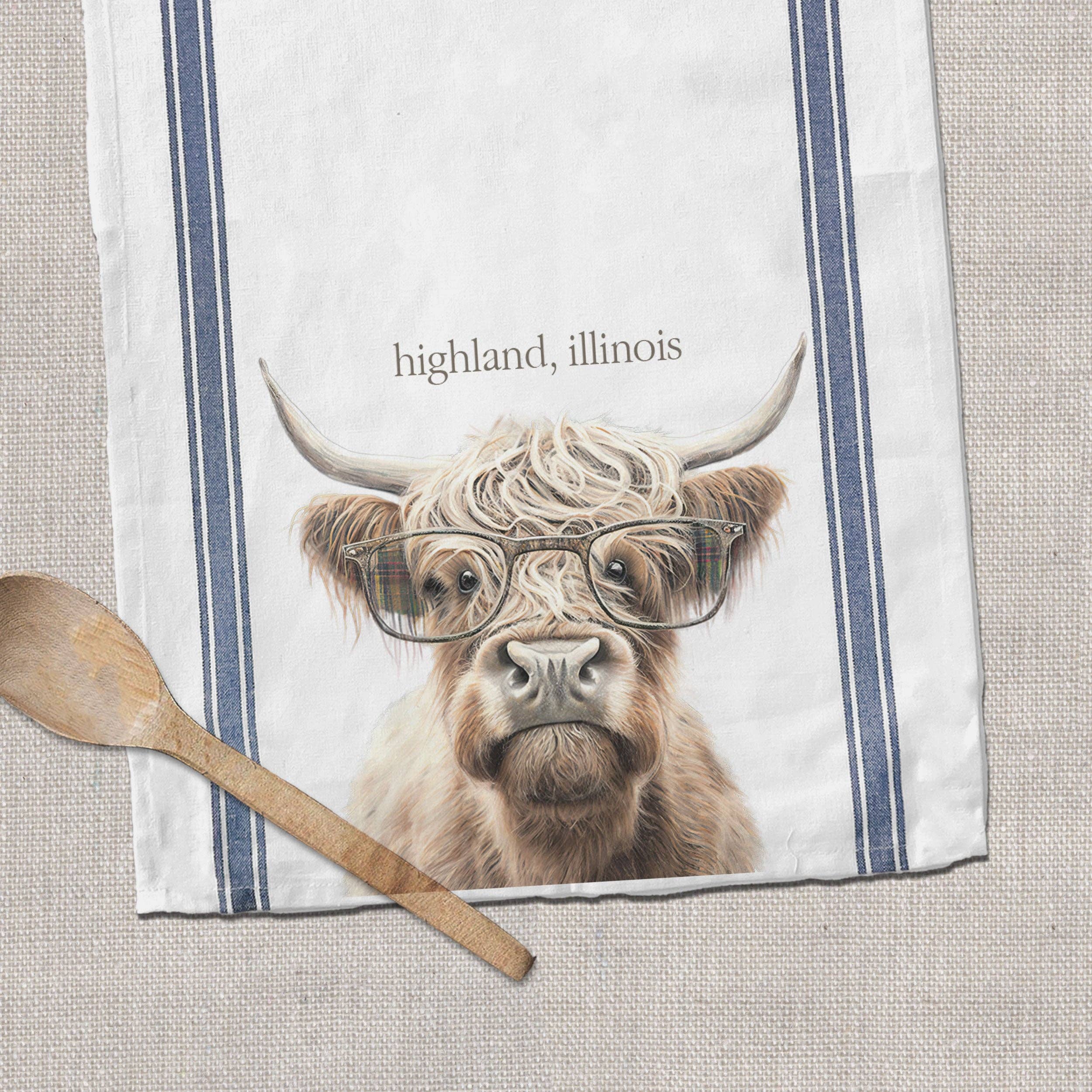 Highland Cow Cotton Tea Towel