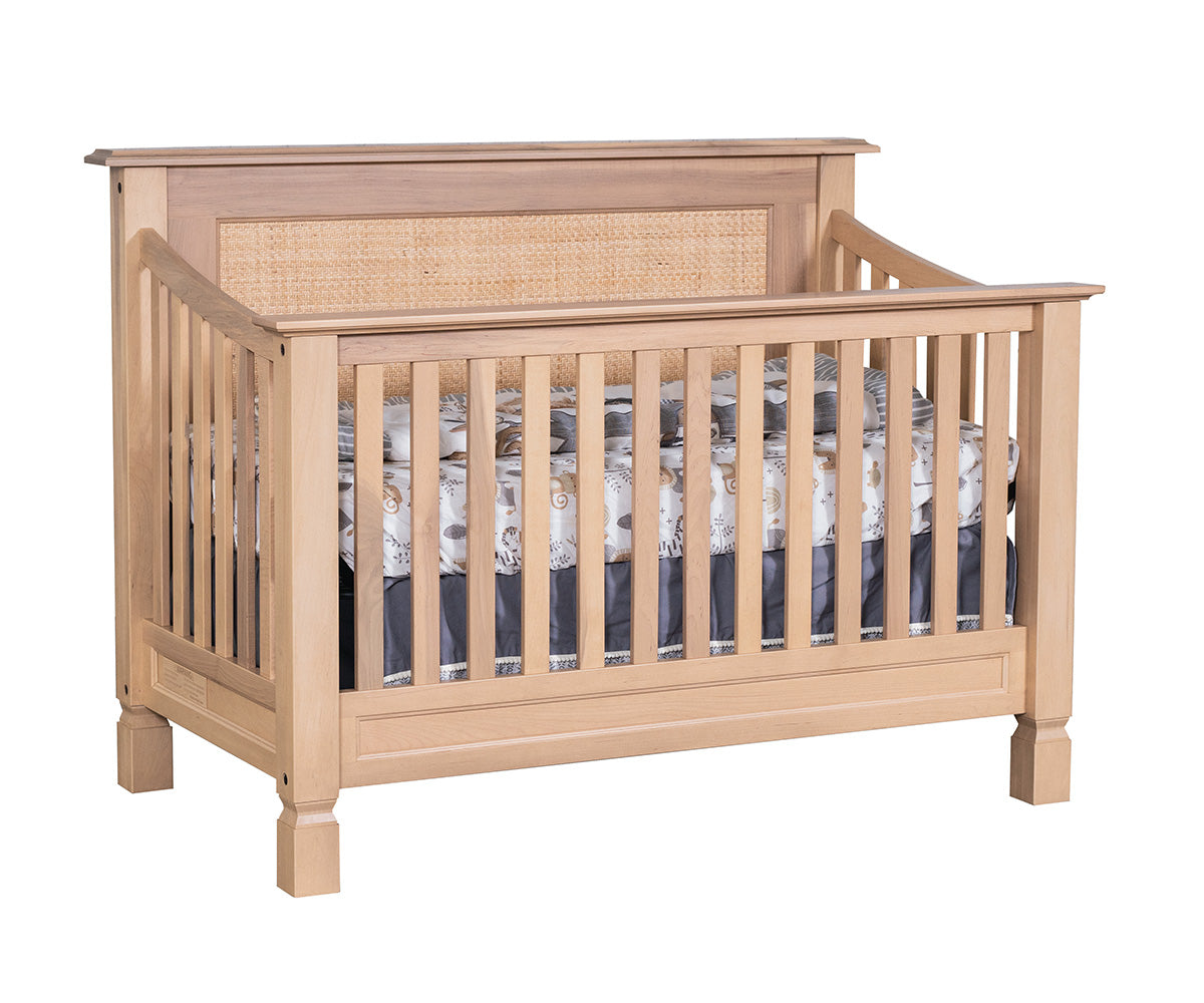 amish cordova crib in brown maple with stain butter