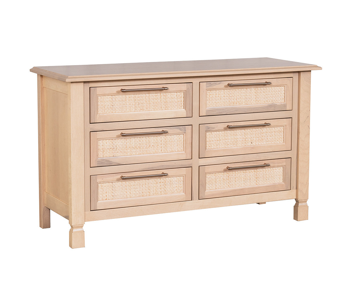 amish cordova six drawer dresser in brown maple with stain butter
