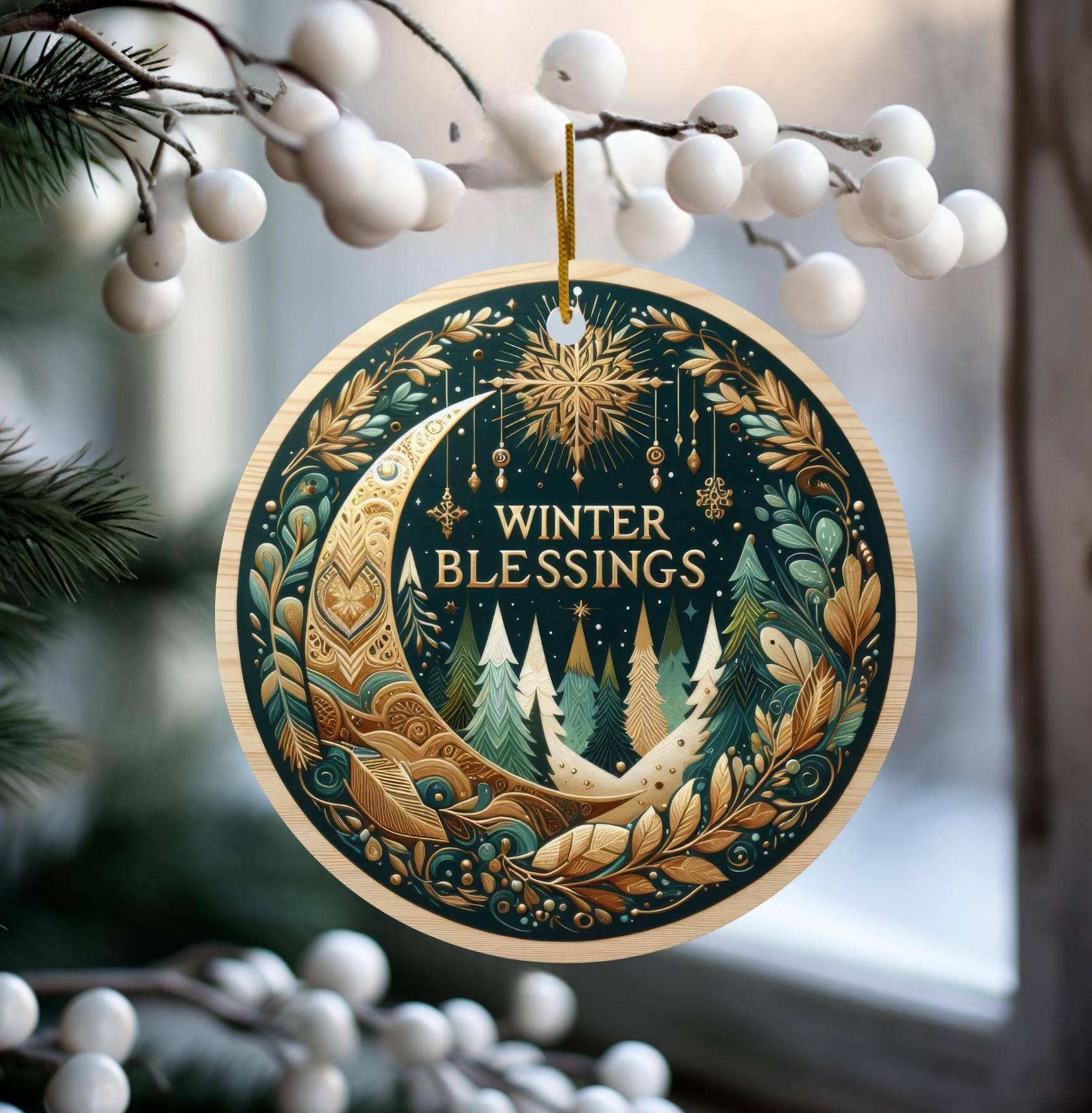 Winter Blessings Ceramic Ornament