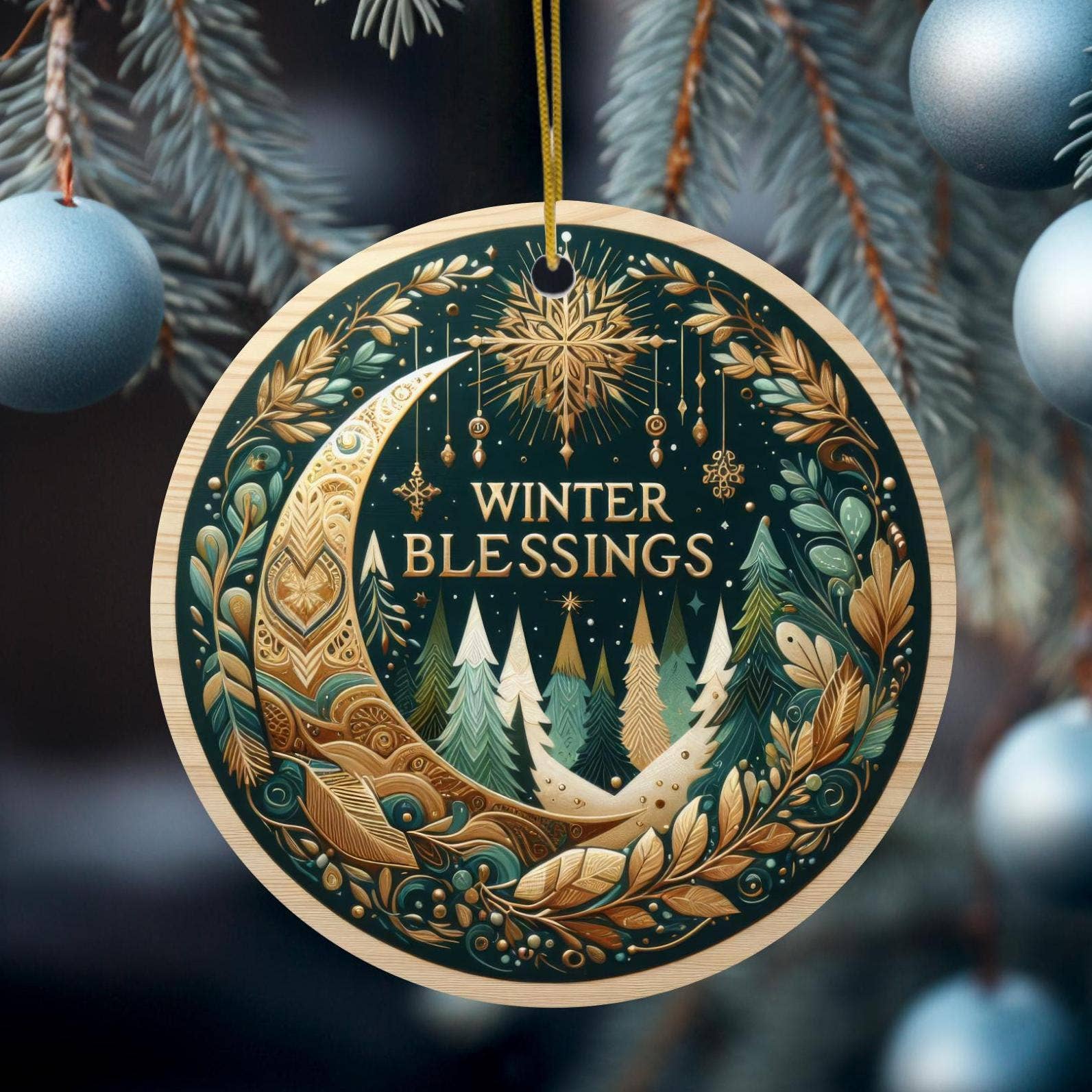 Winter Blessings Ceramic Ornament