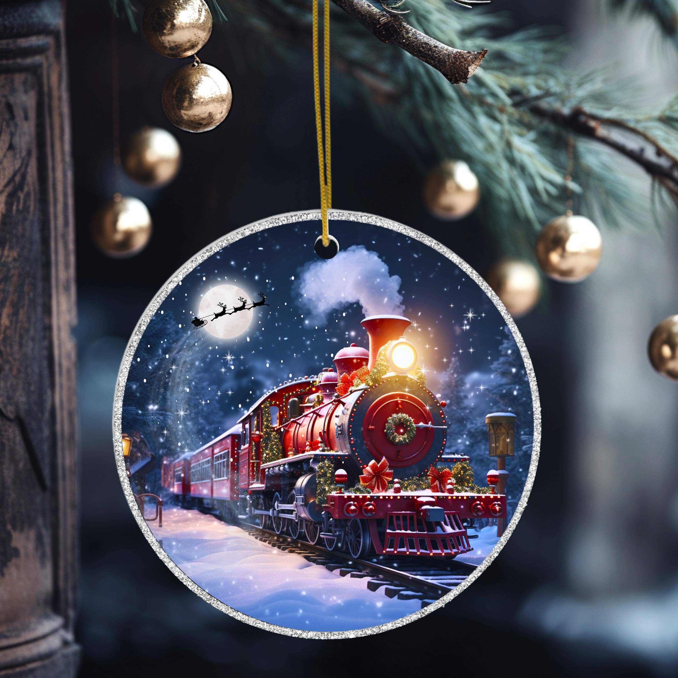 Winter Train Ceramic Ornament