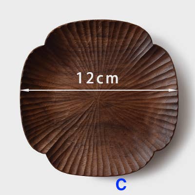 Black Walnut Hand-Carved Flower Plate