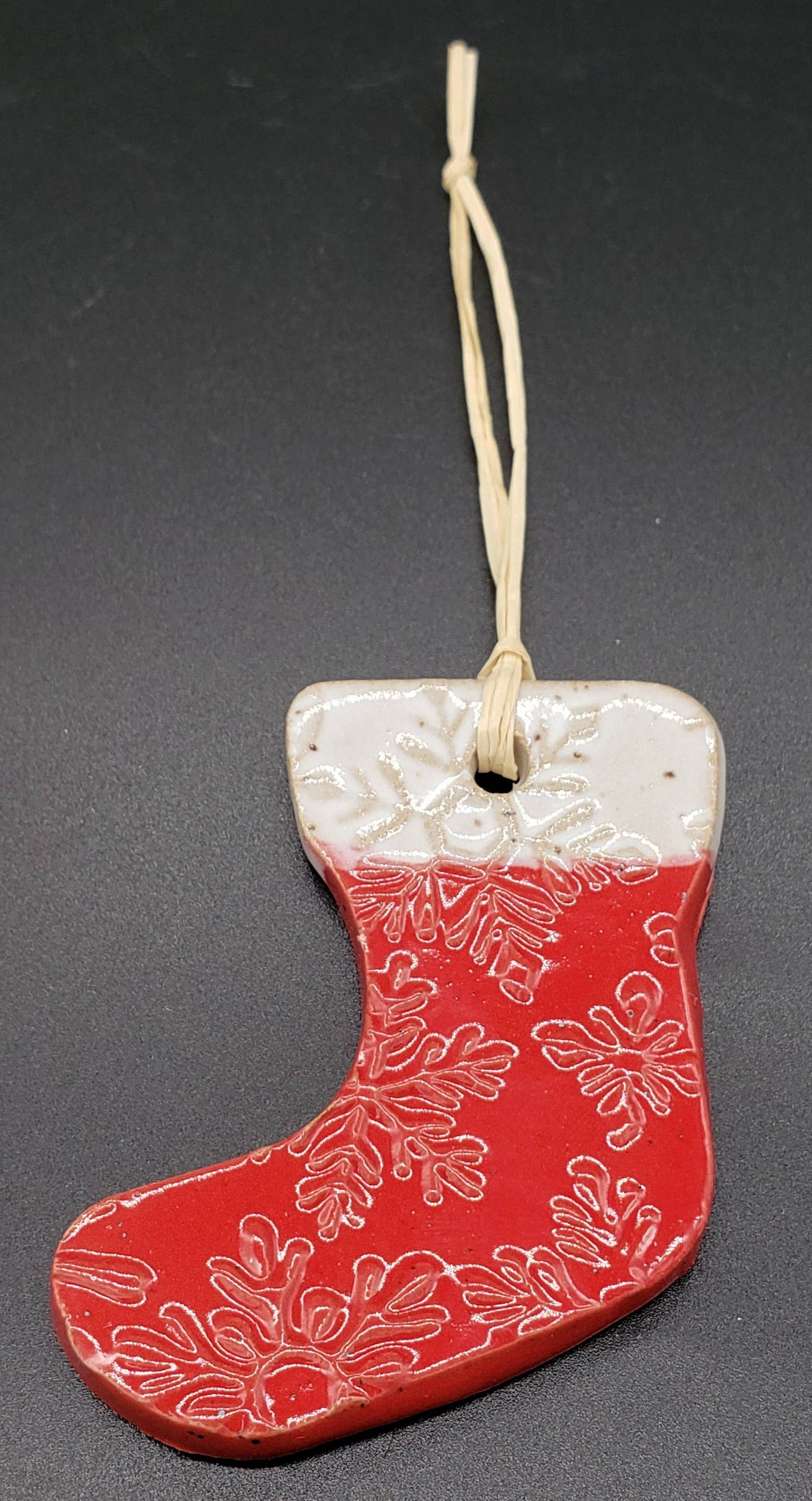 Stocking Shaped Stoneware Ceramic Ornament